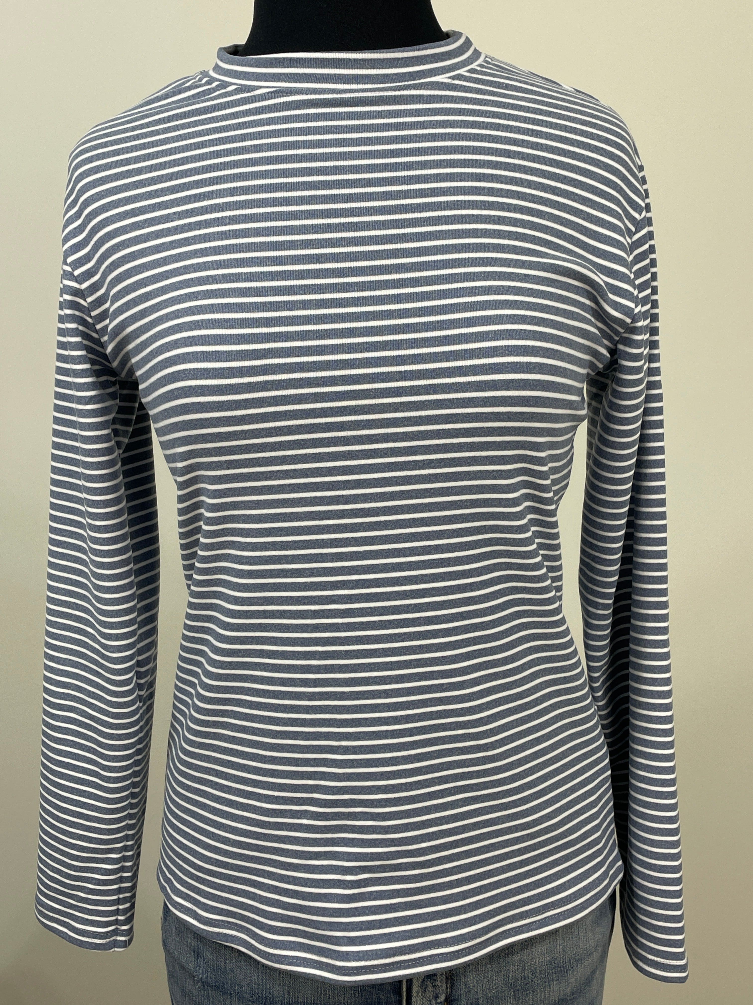 Blue & White Stripe Soft Long Sleeve Top