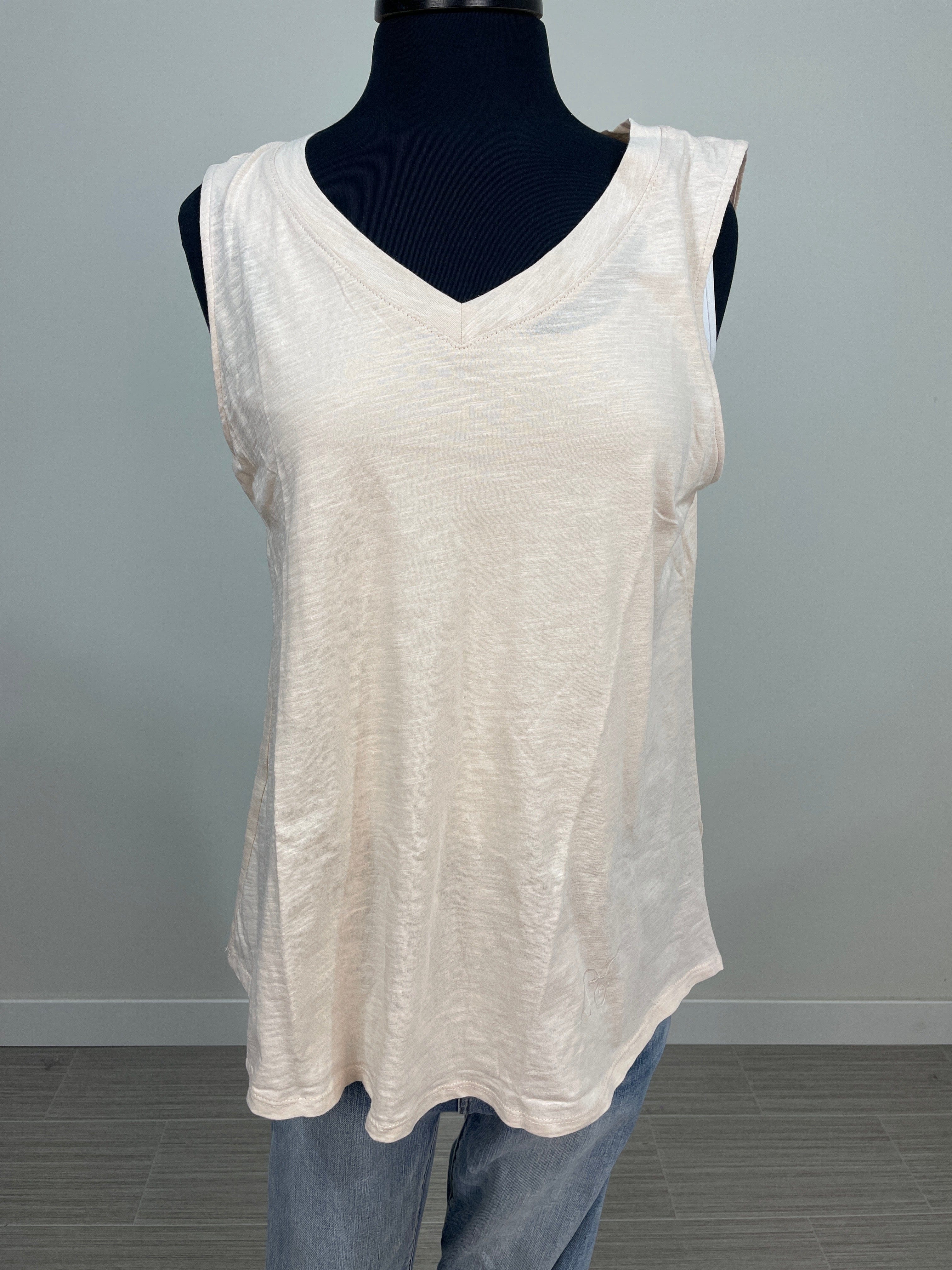 Oatmeal V-neck Relaxed Tank