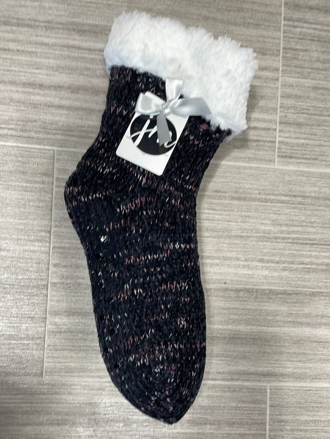 Black Chenille Sherpa Lined Bootie