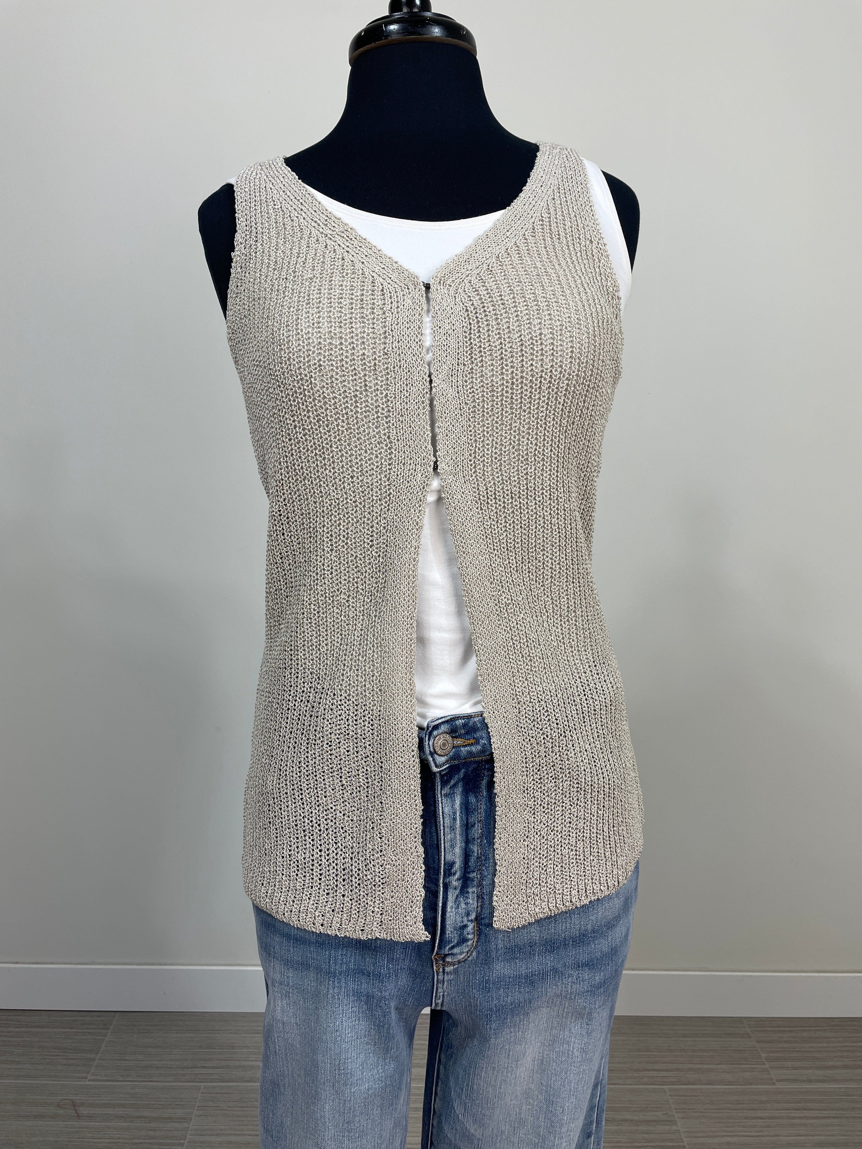Mocha Hook & Eye Long Sweater Vest