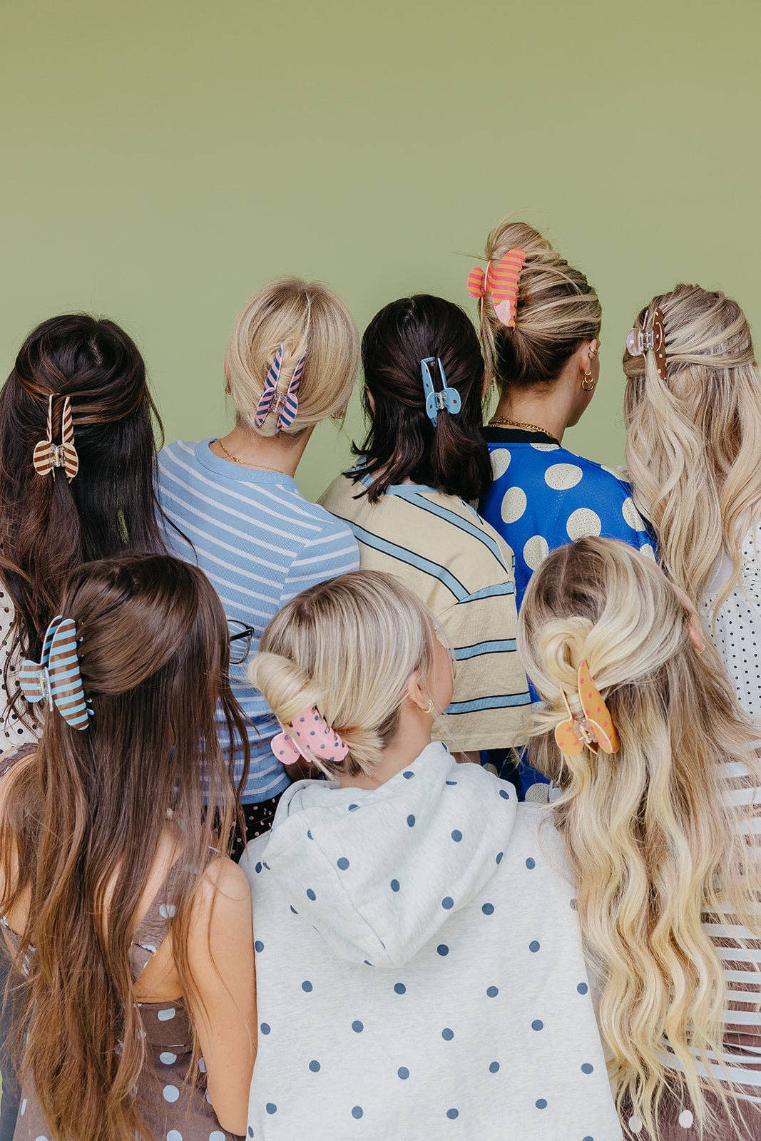 POLKA DOT & STRIPED OVERSIZED CLAWS: BROWN AND BLUE STRIPED