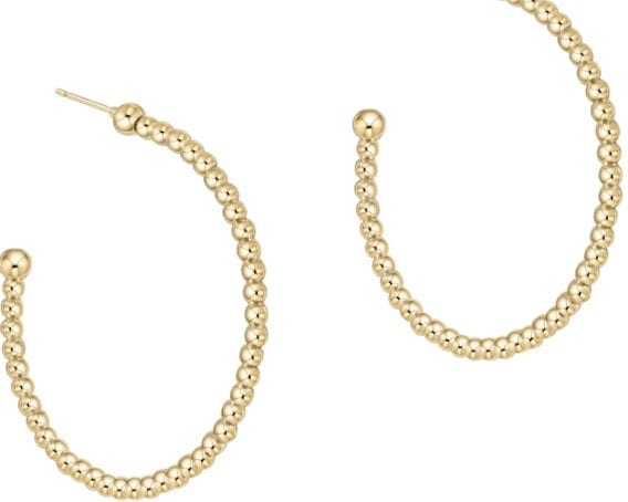 Beaded Classic 1.25" Post Hoop - 2mm Gold