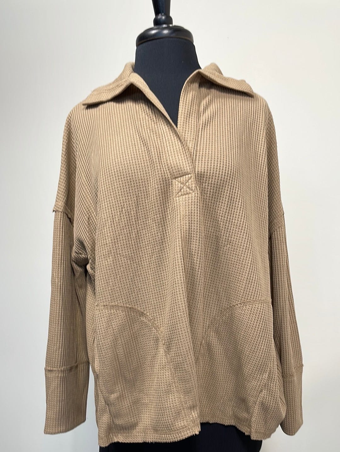 Mocha Waffle Pocket Pullover