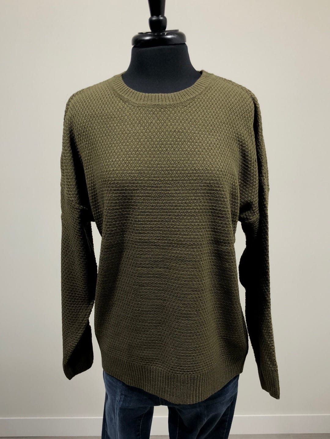 Dusty Olive Round Neck Basic Sweater