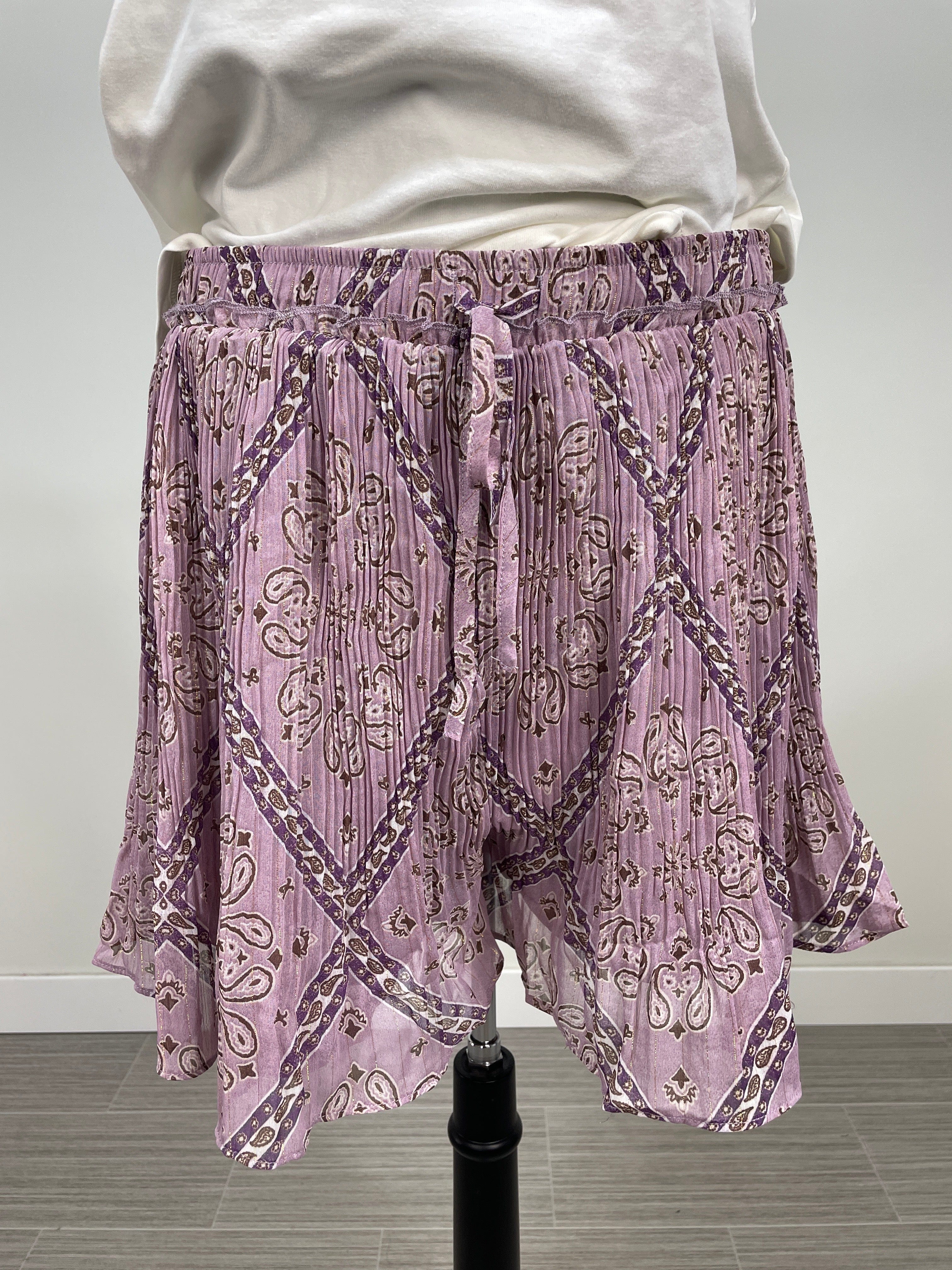 Lavender Pleated Chiffon Shorts