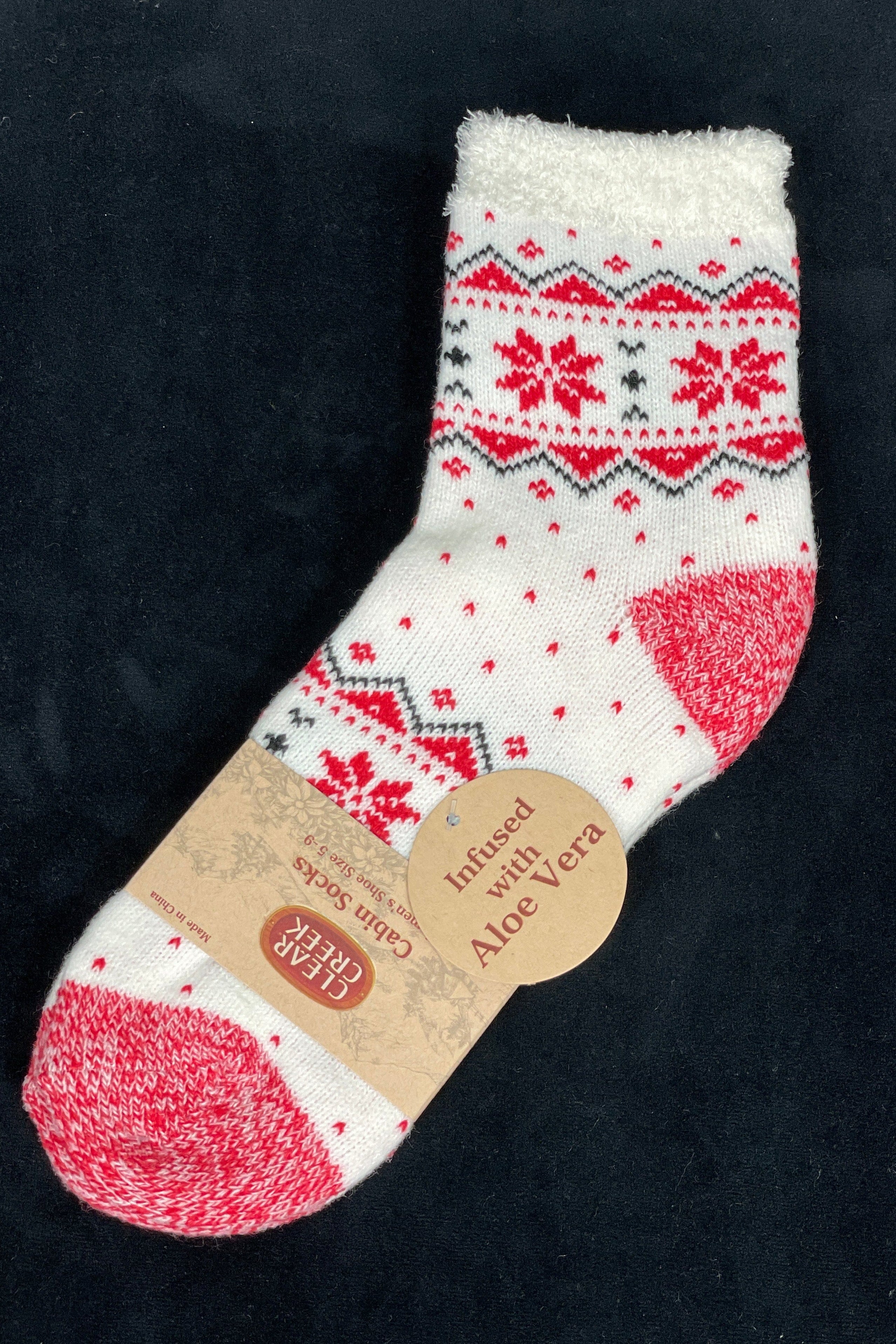 Cream Snowflake Aloe Cabin Sock