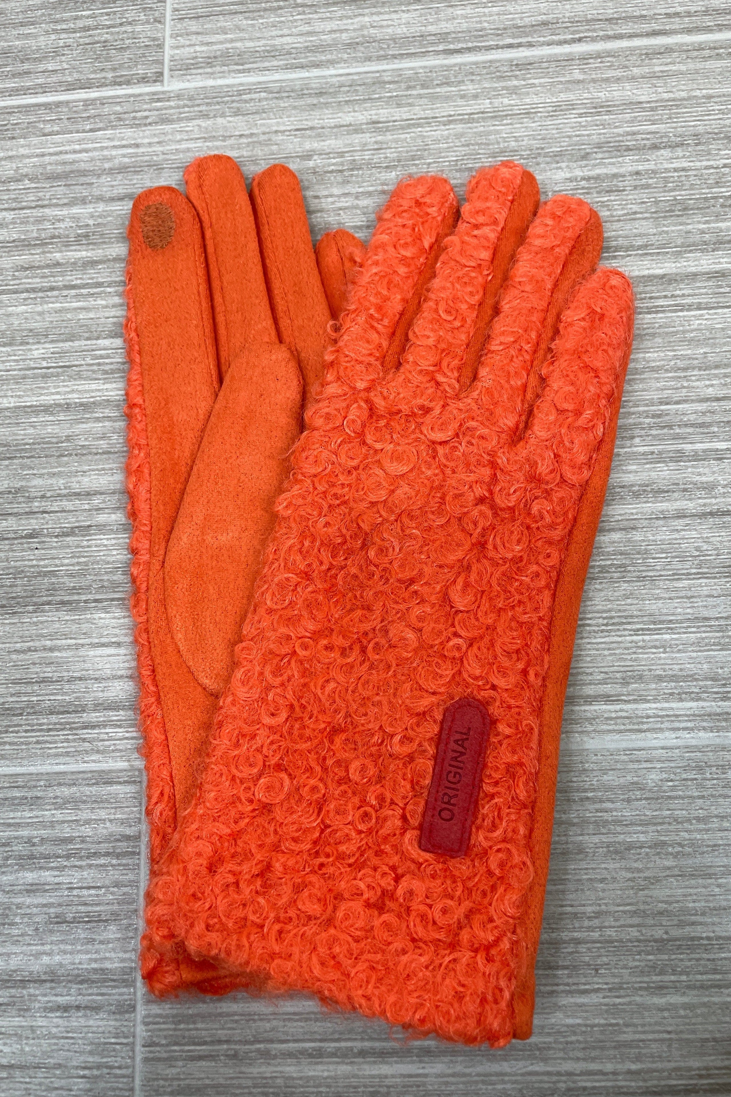 Orange Boucle & Suede Glove