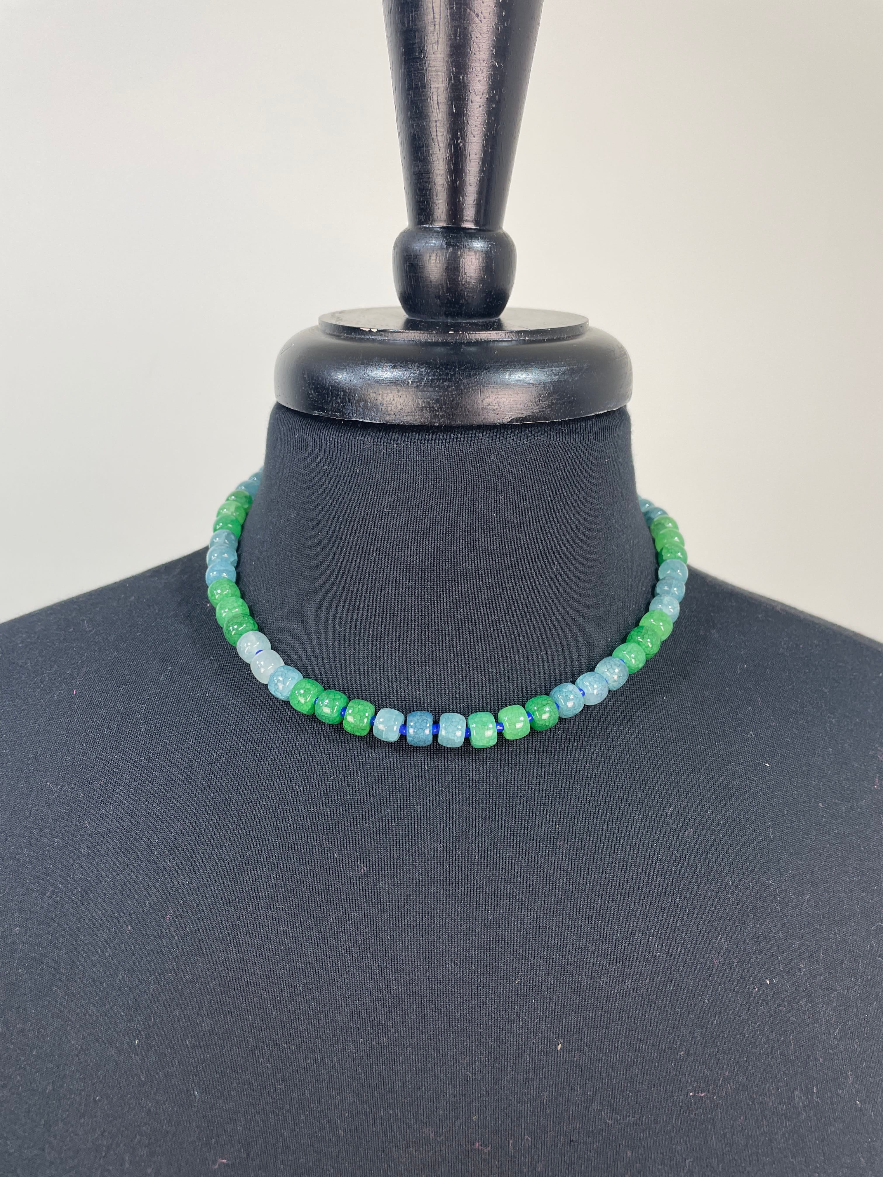 Green & Blue Marble Beaded Necklace
