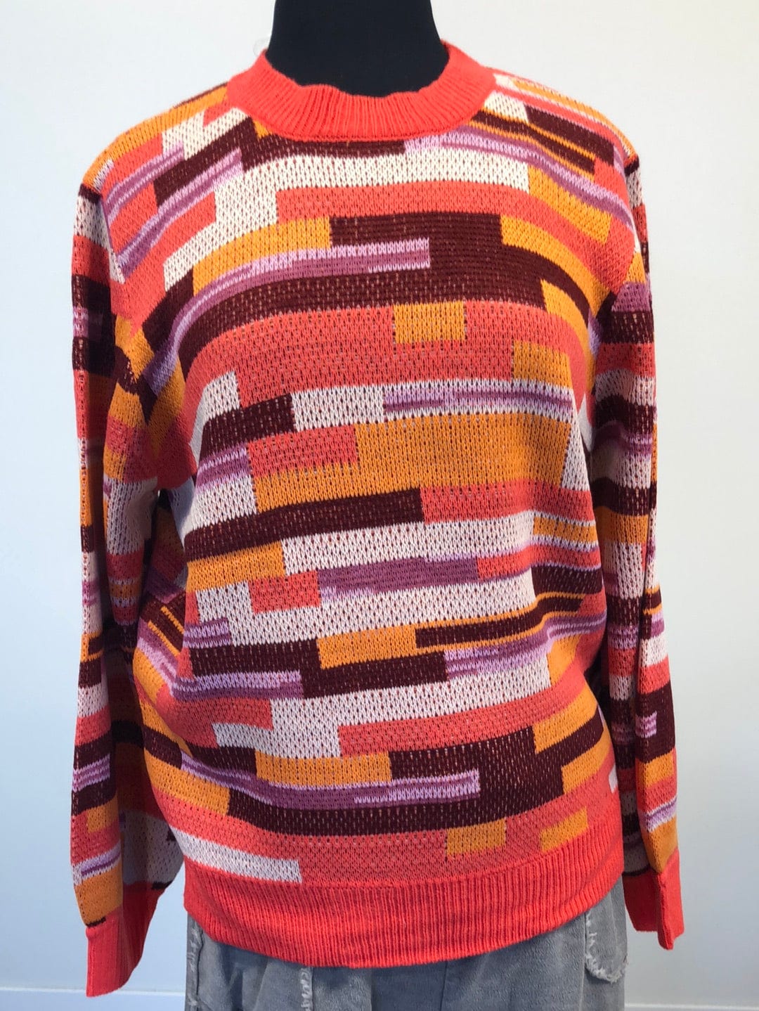 Pink Patterned Pullover Sweater