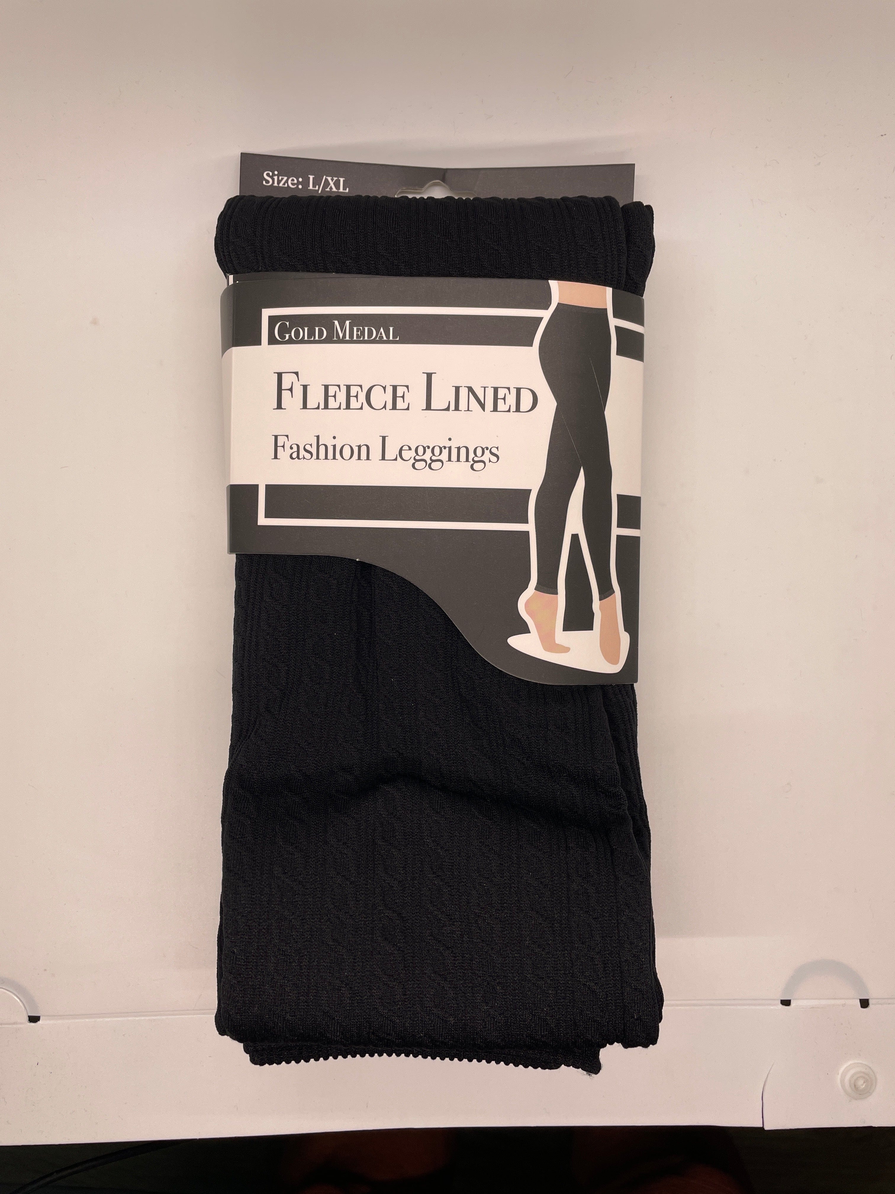 Black Chain Link Textured Fleece Legging