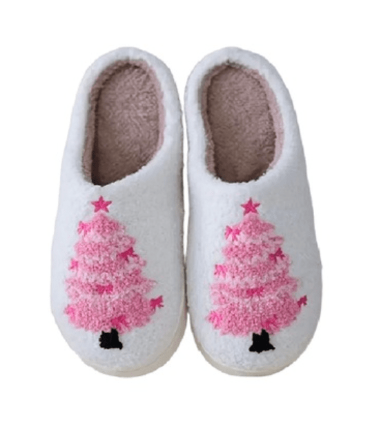 Xmas Tree Plush Cozy Slippers