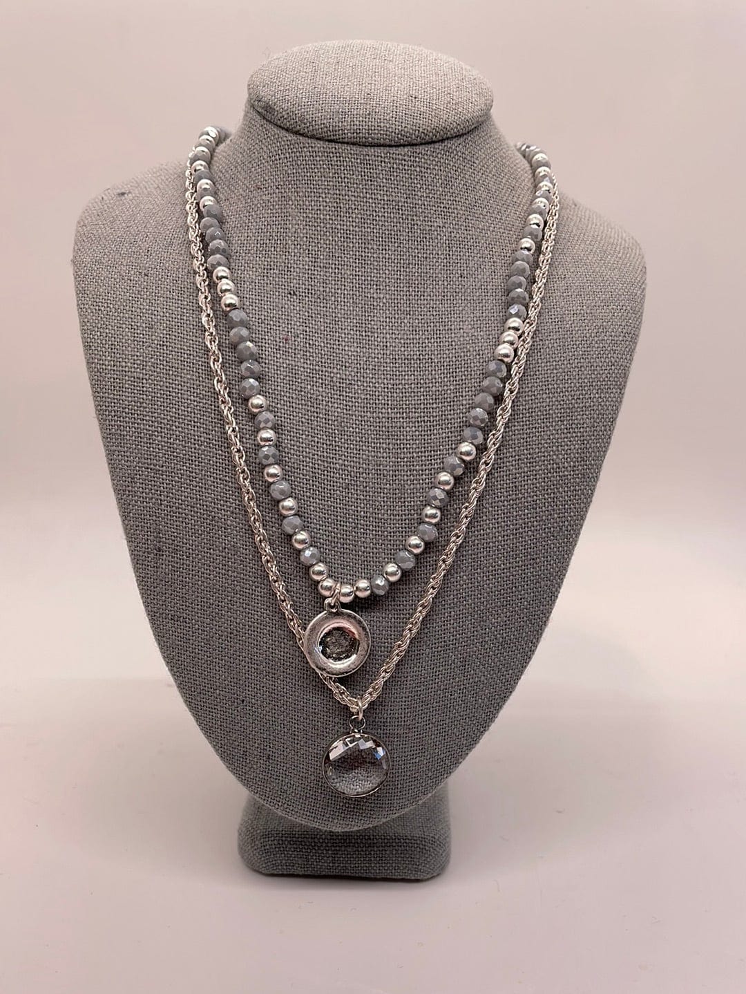 Gray Gem Stone Layer Necklace