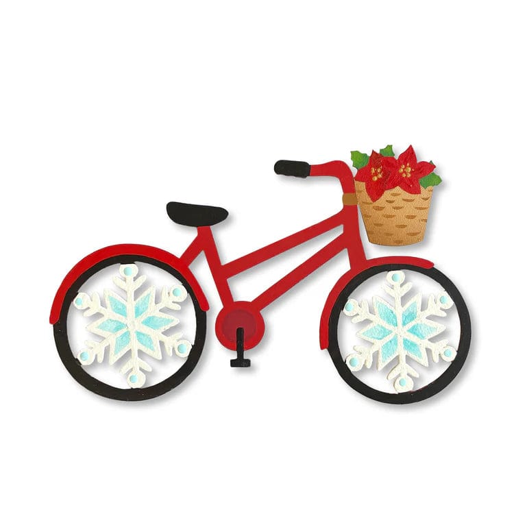 Winter Bike w/Poinsettias Magnet