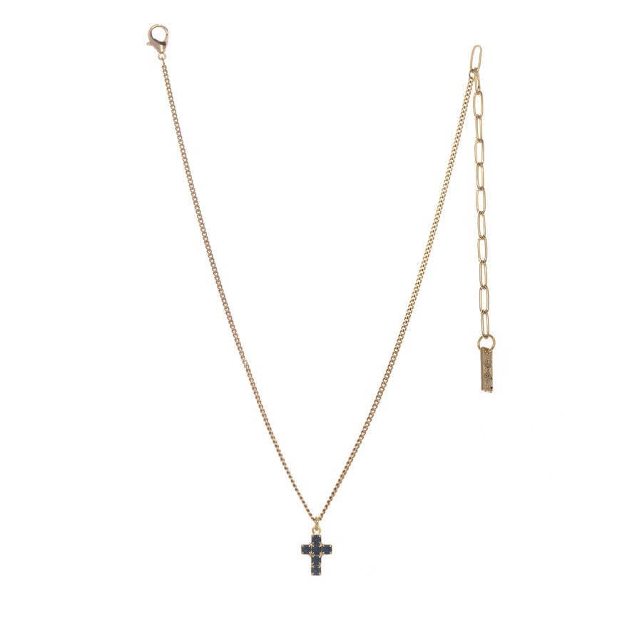 Single Mini Cross Necklace: Clear