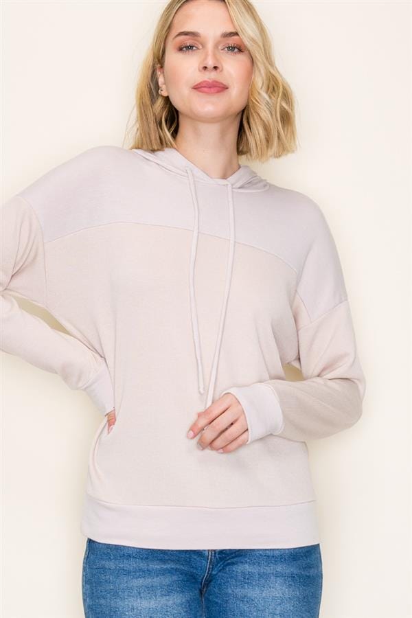 Natural Fabric Block Hoodie Pullover