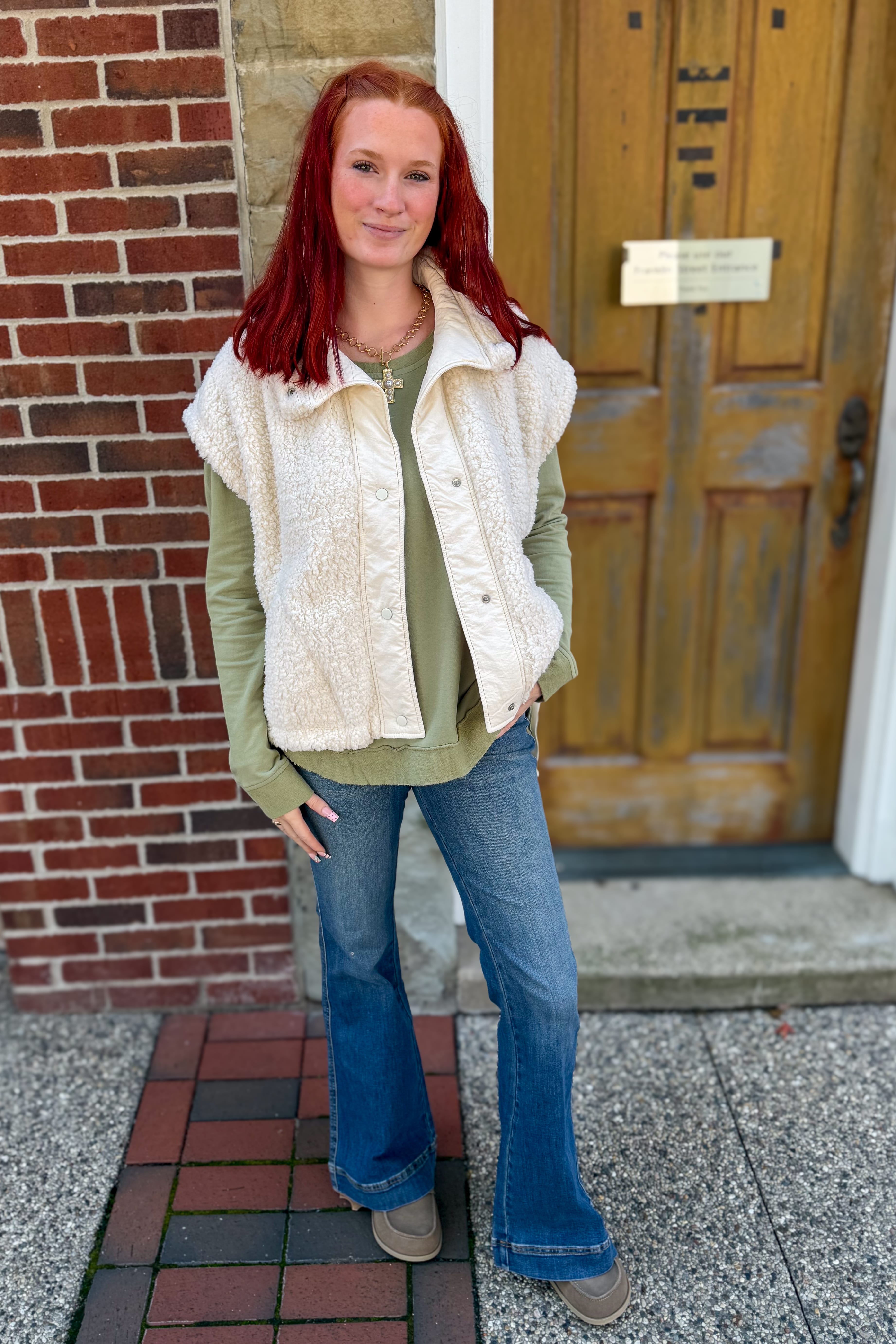 Olive Raw Hem Pullover Top