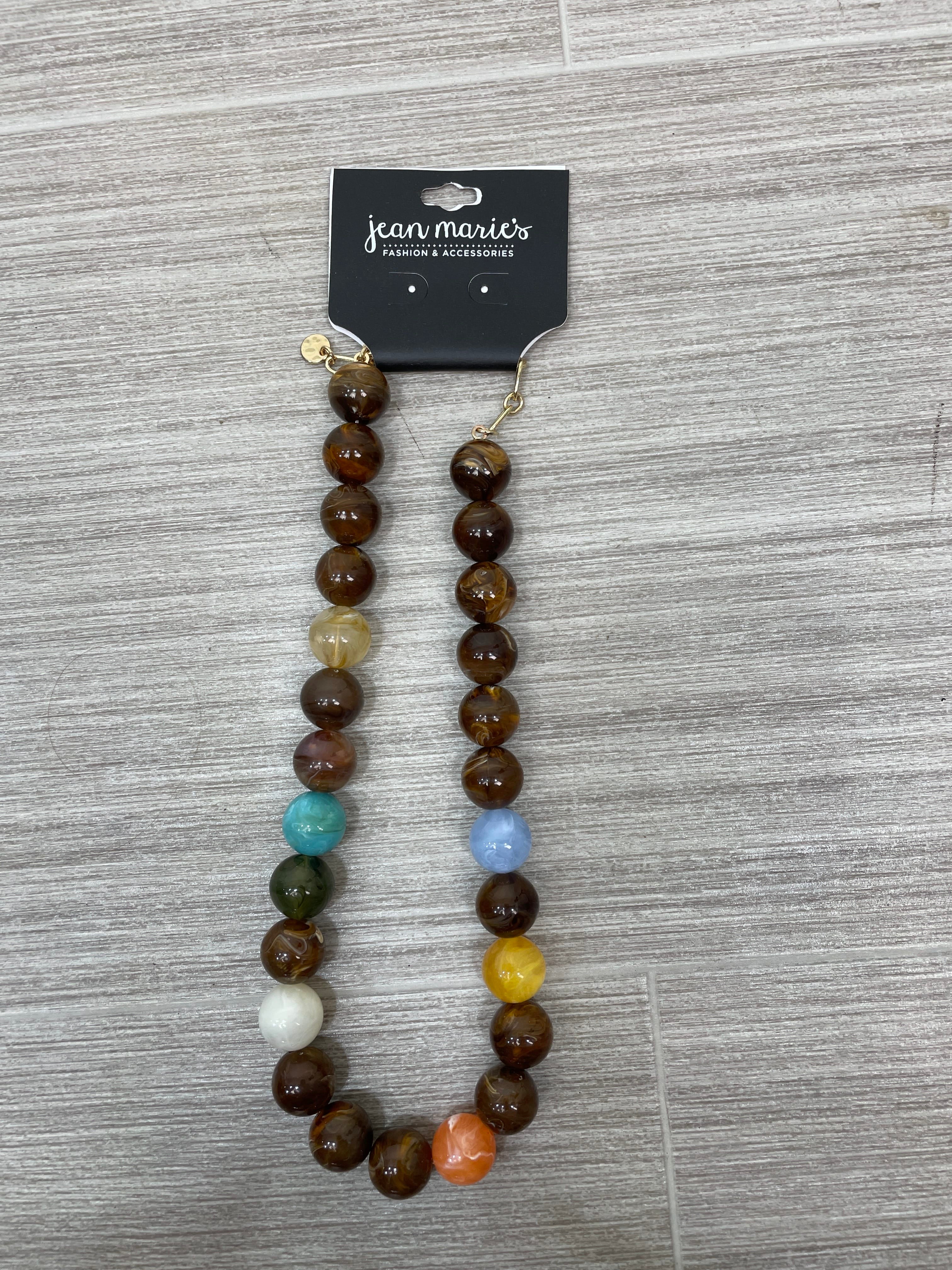 Brown Multi Acrylic Ball Bead Necklace