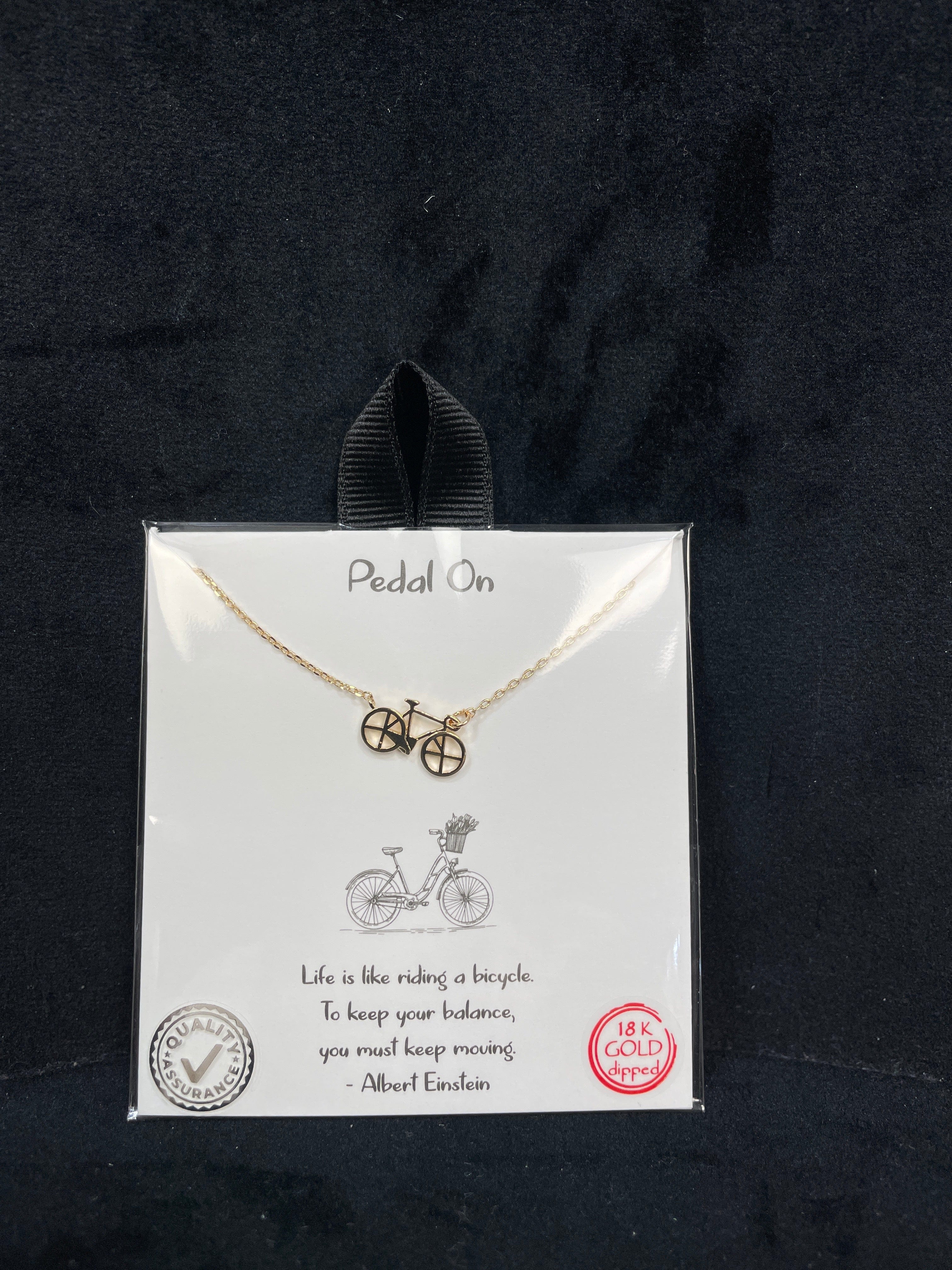 Pedal On Bicycle Necklace - Gold