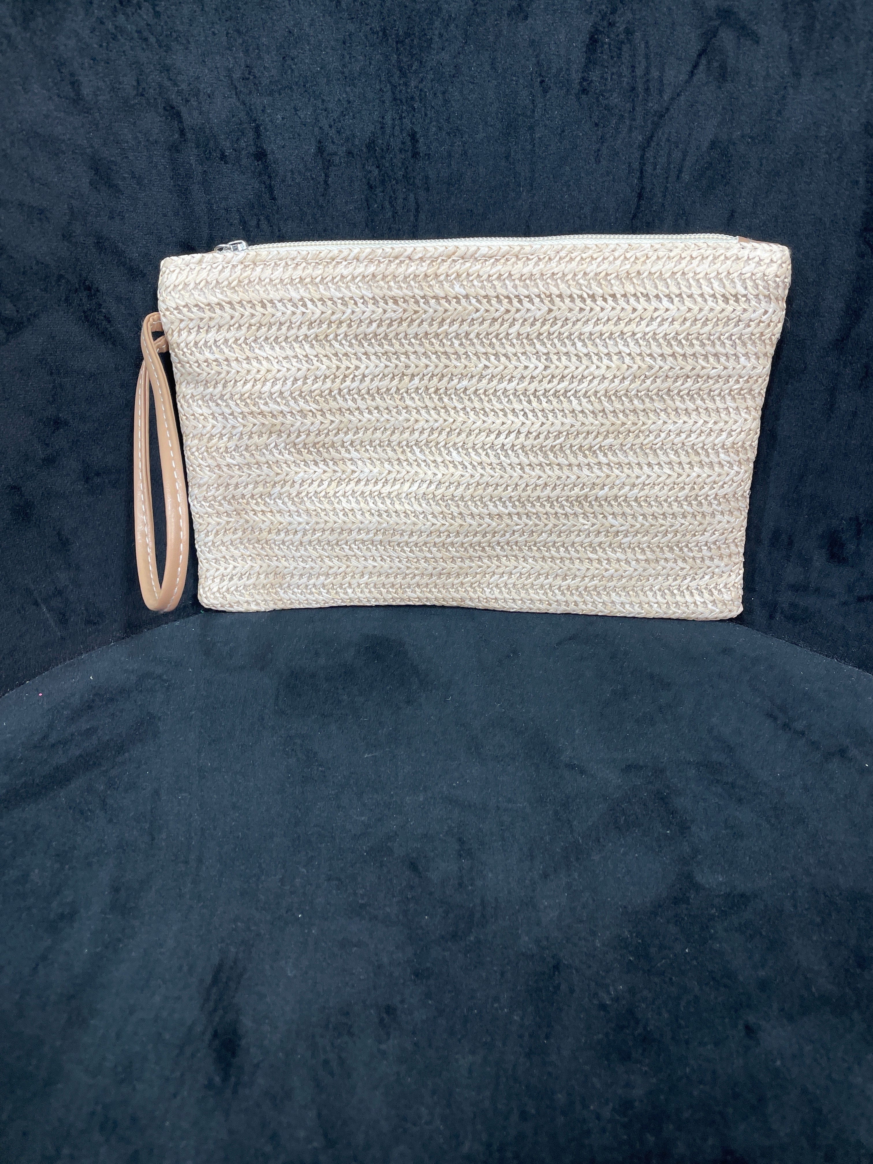 Ivory Woven Straw Clutch