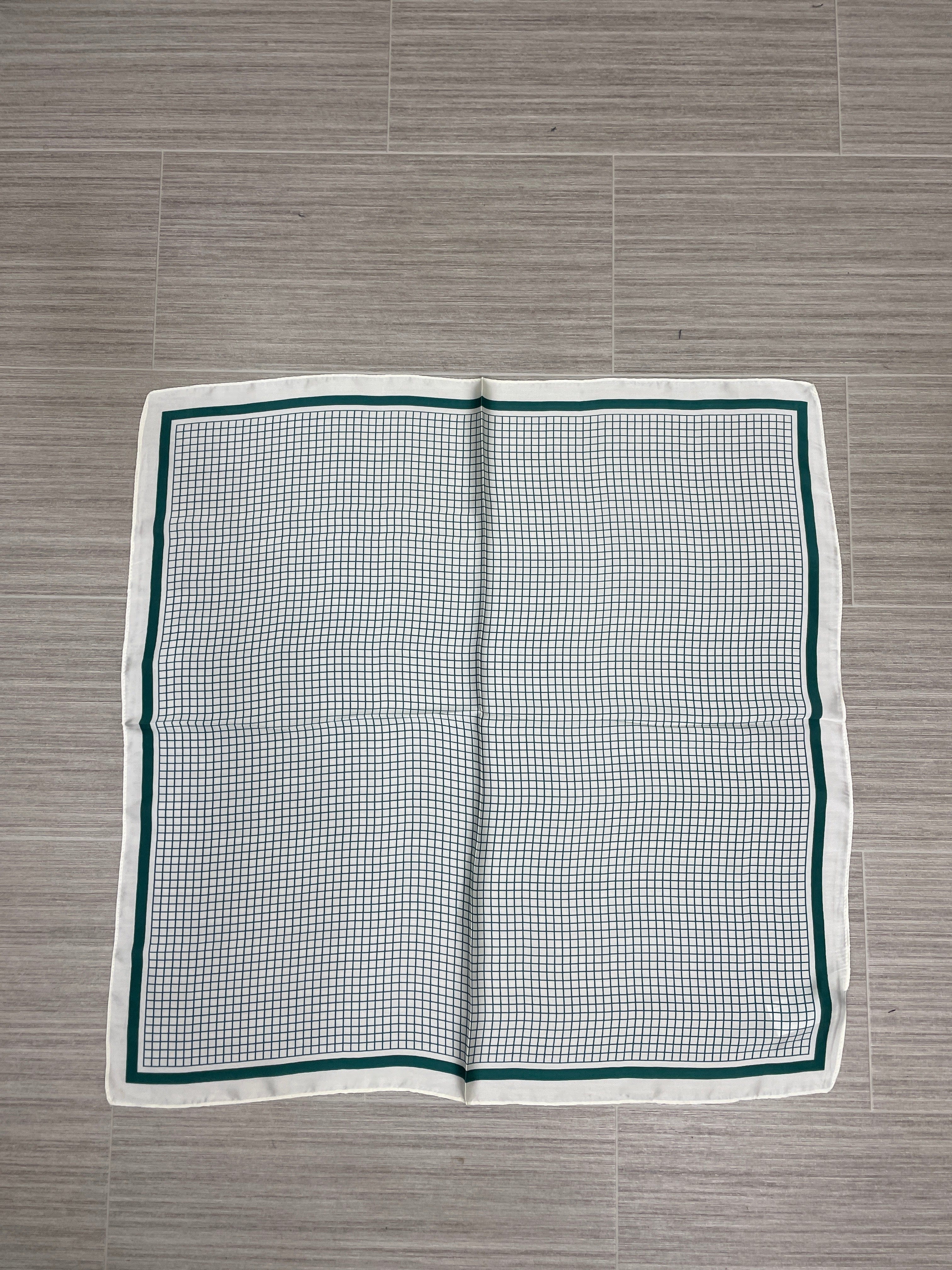 Green Checker Print Satin Scarf