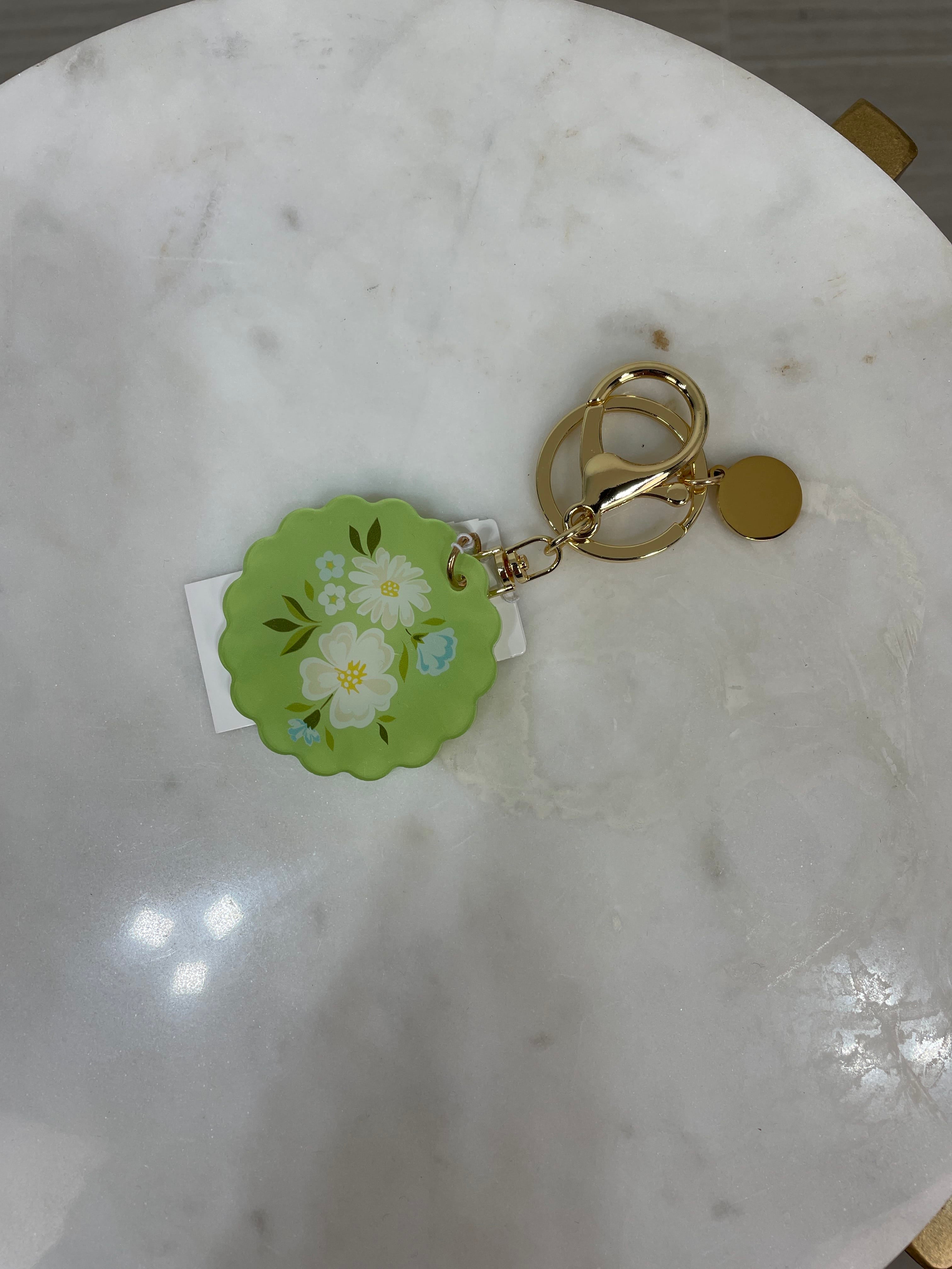 Aqua Floral Acrylic Key Chain
