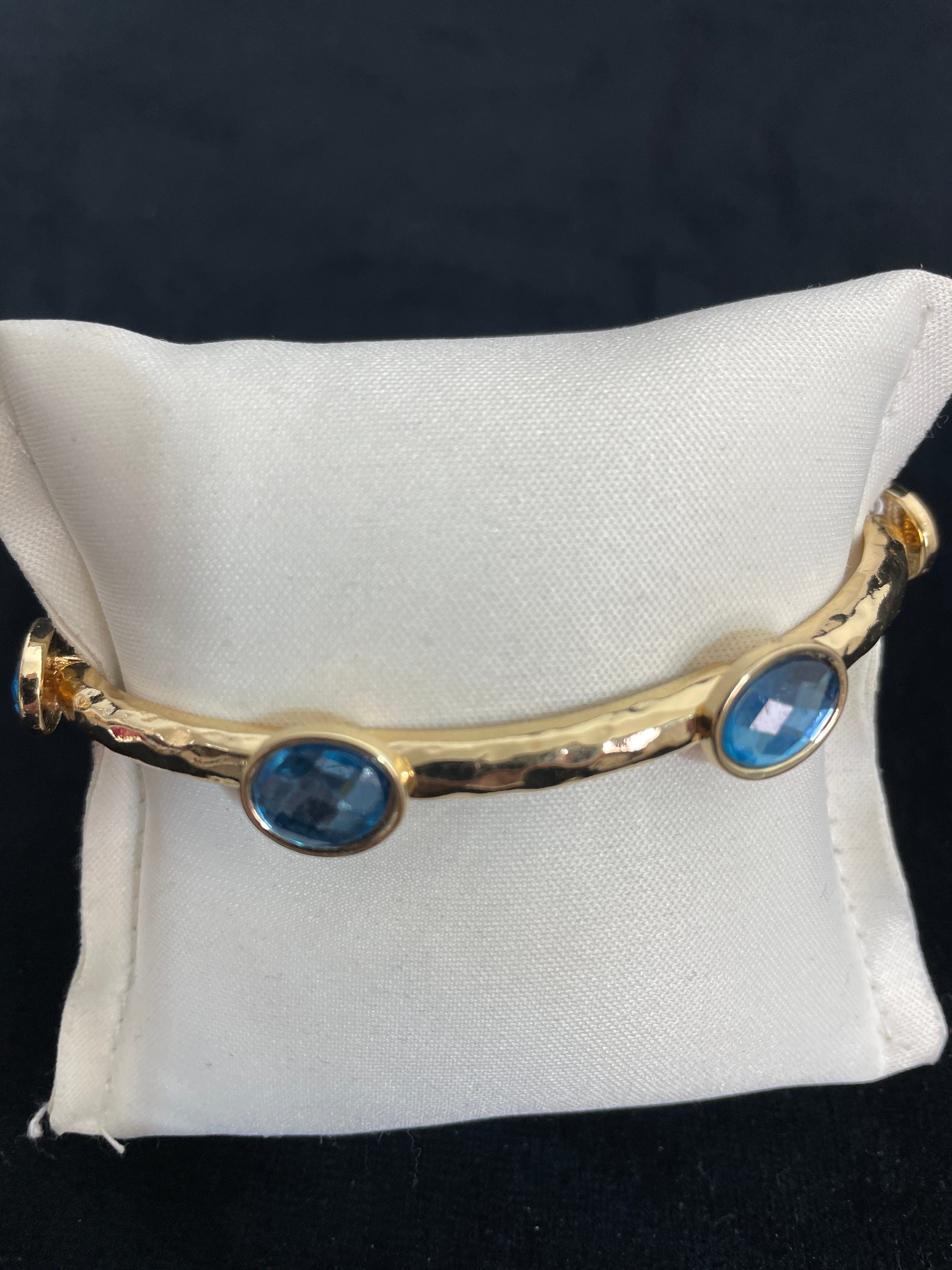 Aqua Gem Gold Stretch Bracelet