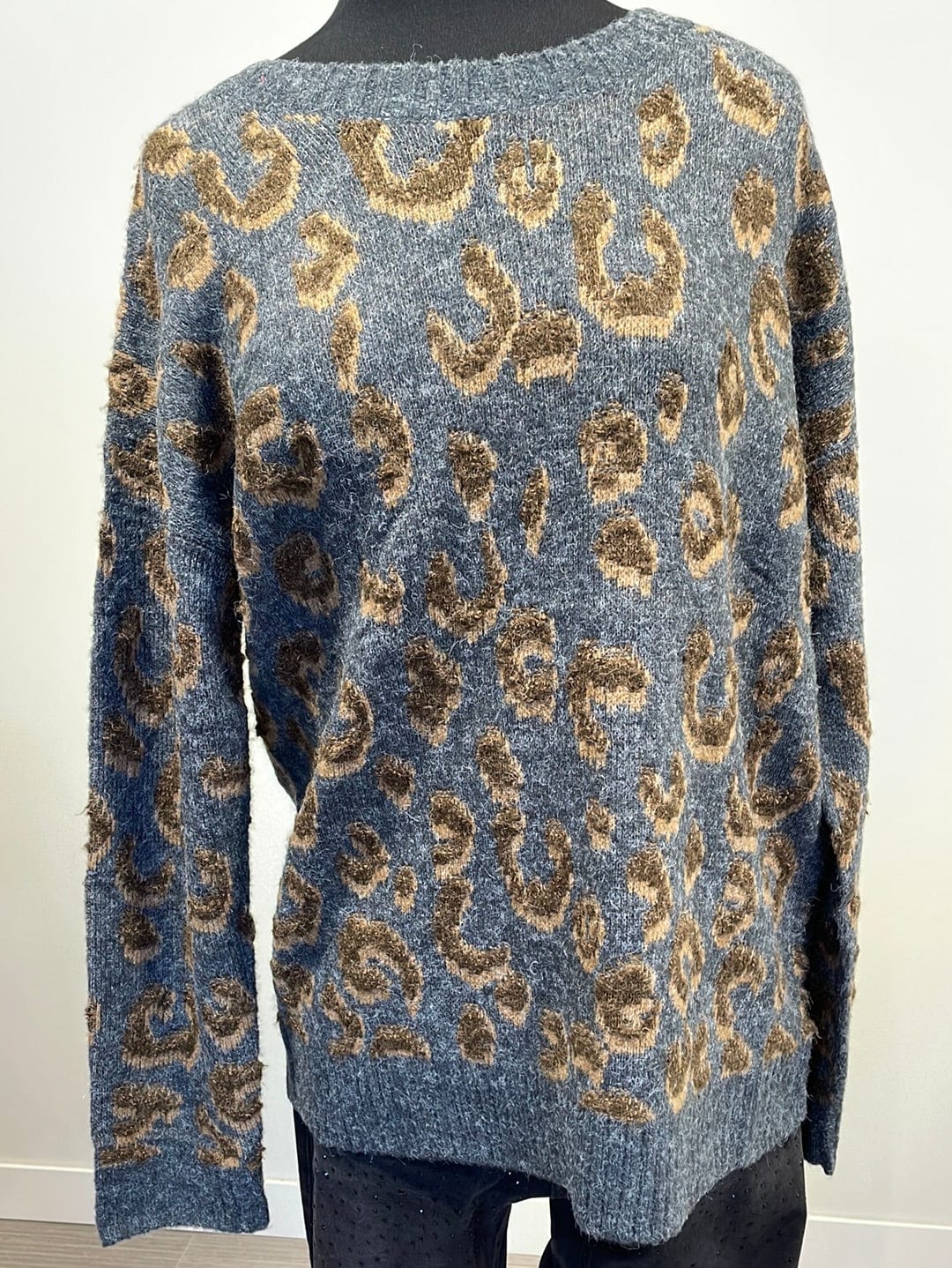Teal Leopard Pattern Texture Pullover