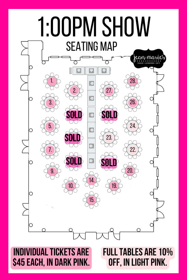 Spring Fashion Show 2026 1:00PM SHOW - Full Table Sales