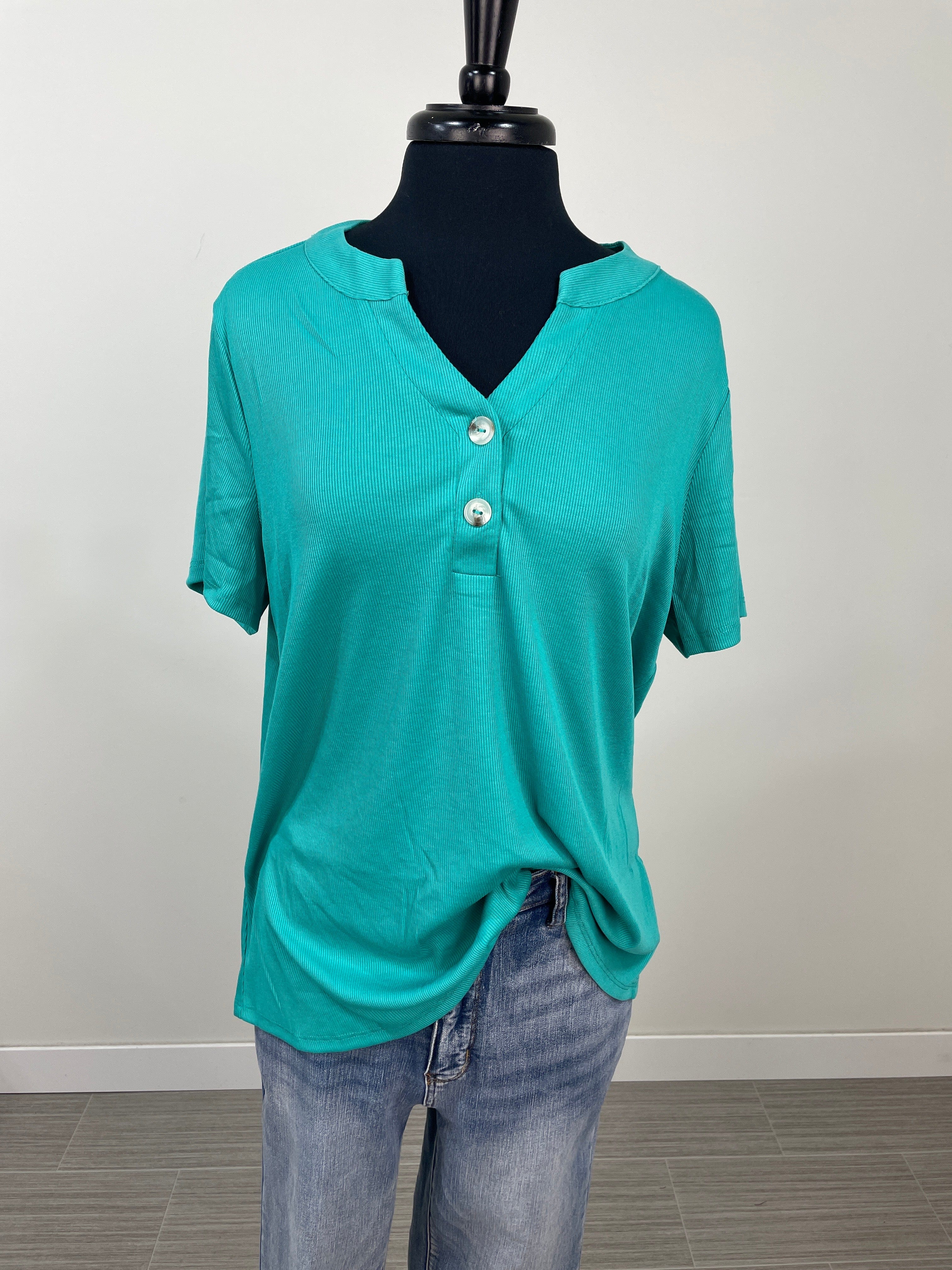 Emerald Button Up Tee