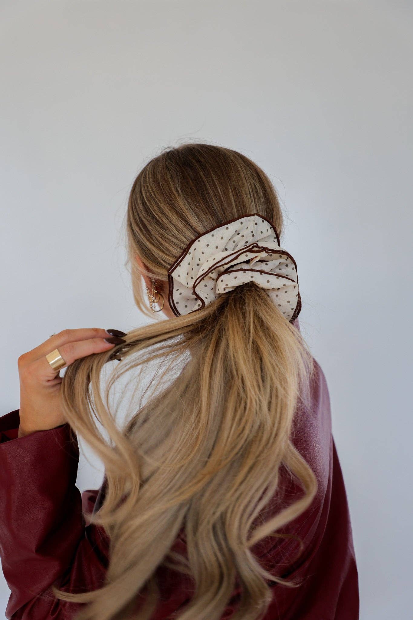 POLKA DOT CORSET SCRUNCHIE: BROWN & CREAM