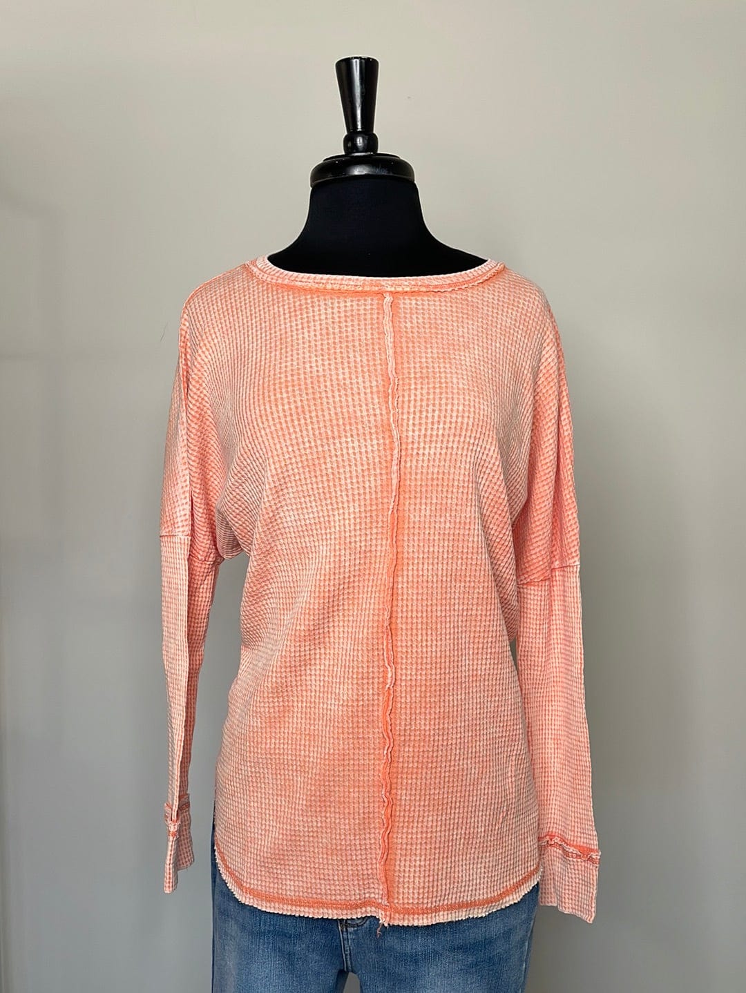 Orange Oversized Waffle Top