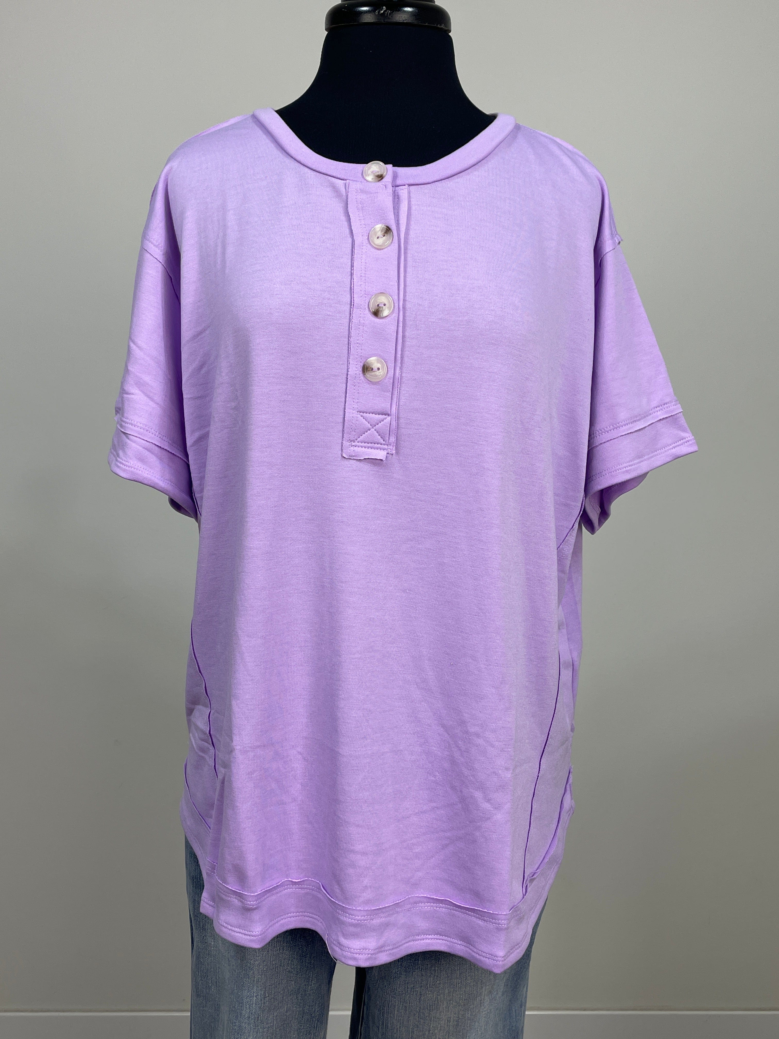 Lilac Button Detail Top