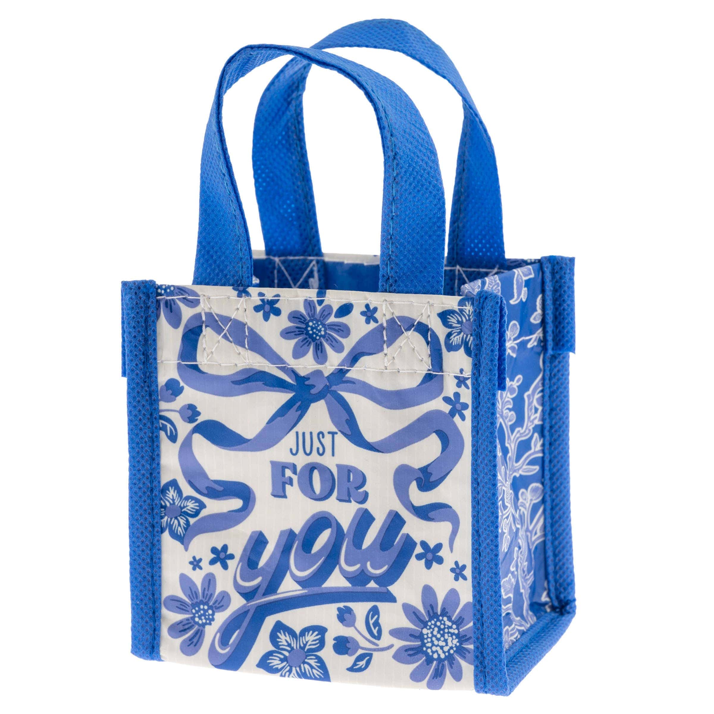 Recycled Tiny Gift Bag: Blue Bow