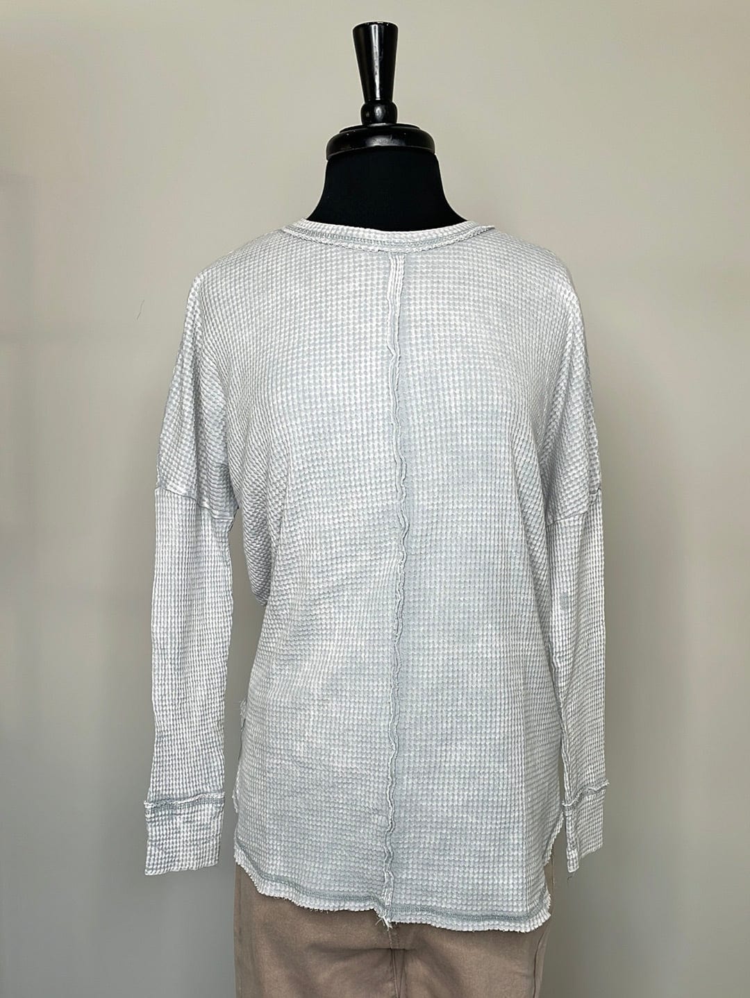Grey Oversized Waffle Top