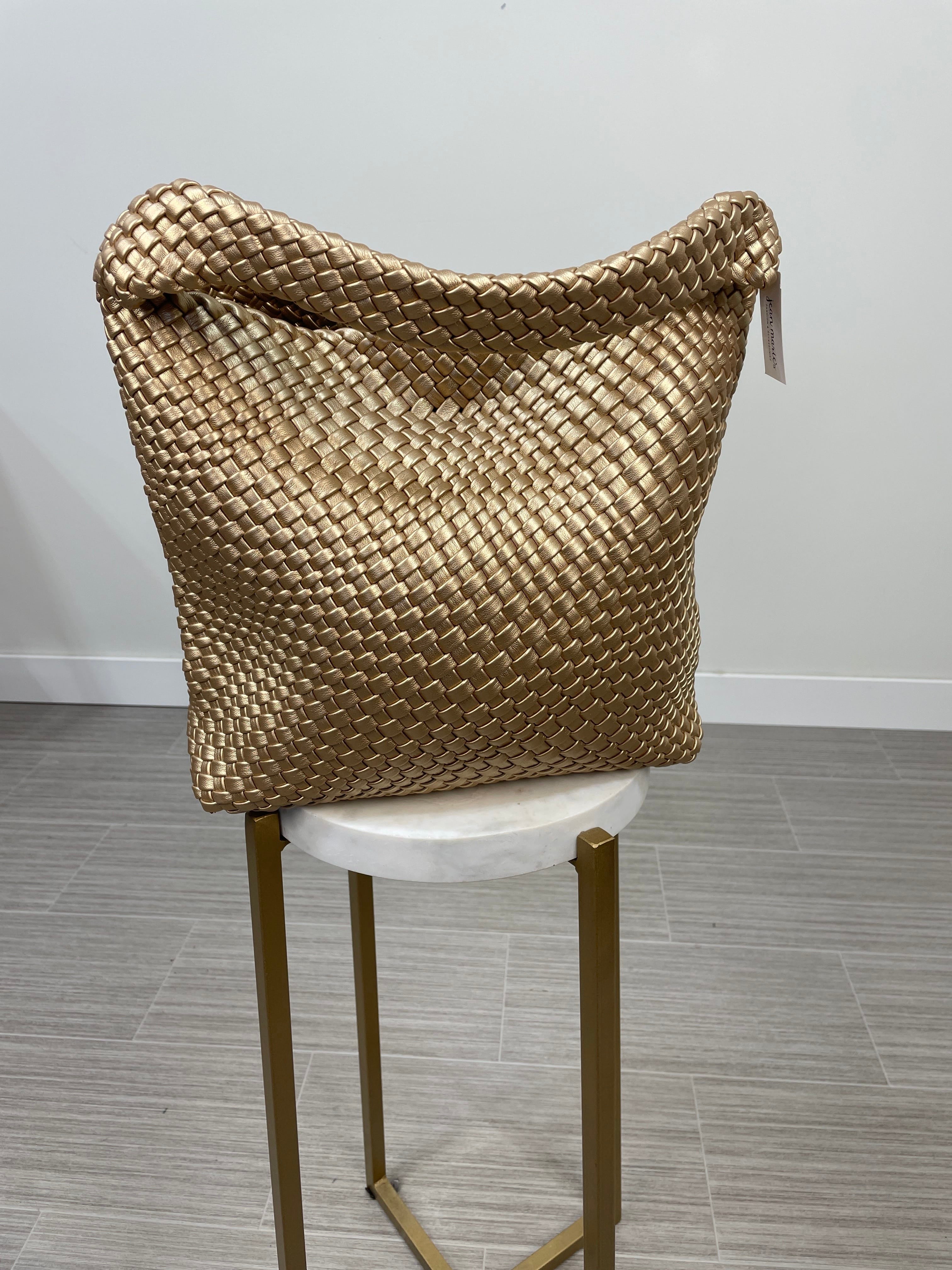 Gold Woven Hobo Shoulder Bag