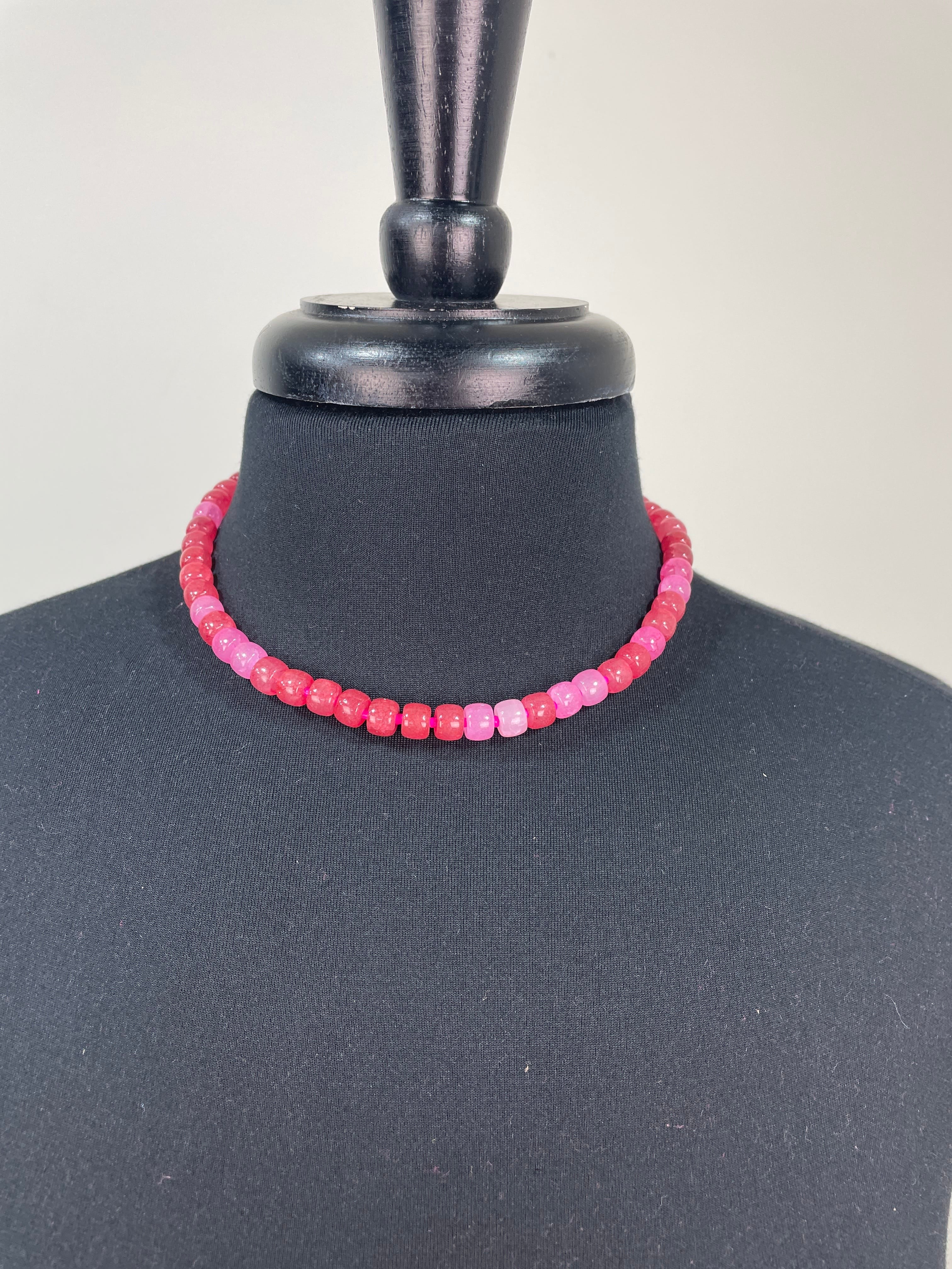 Pink Multi Marble Beaded Necklace