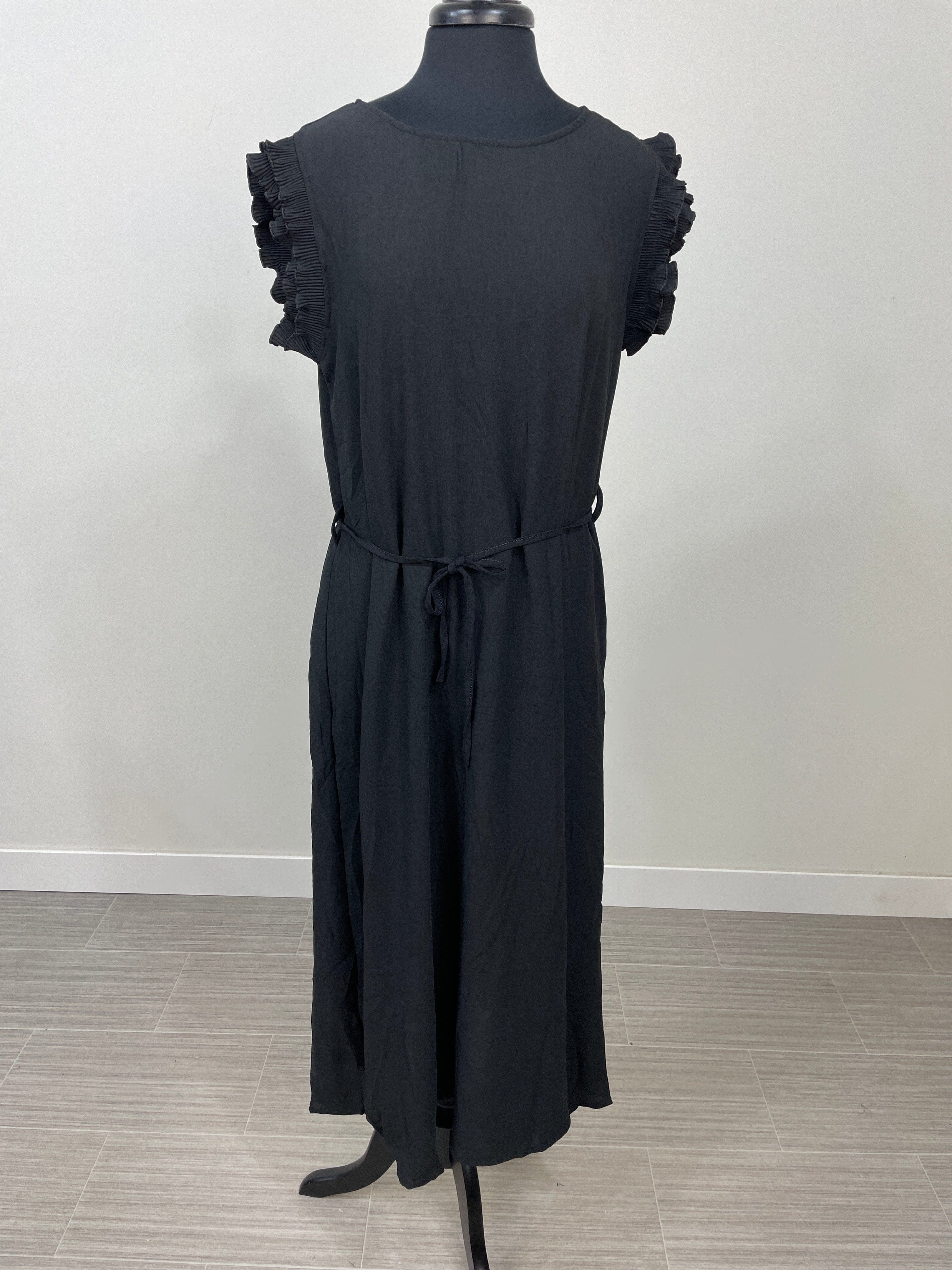 Black Double Ruffle Maxi Dress