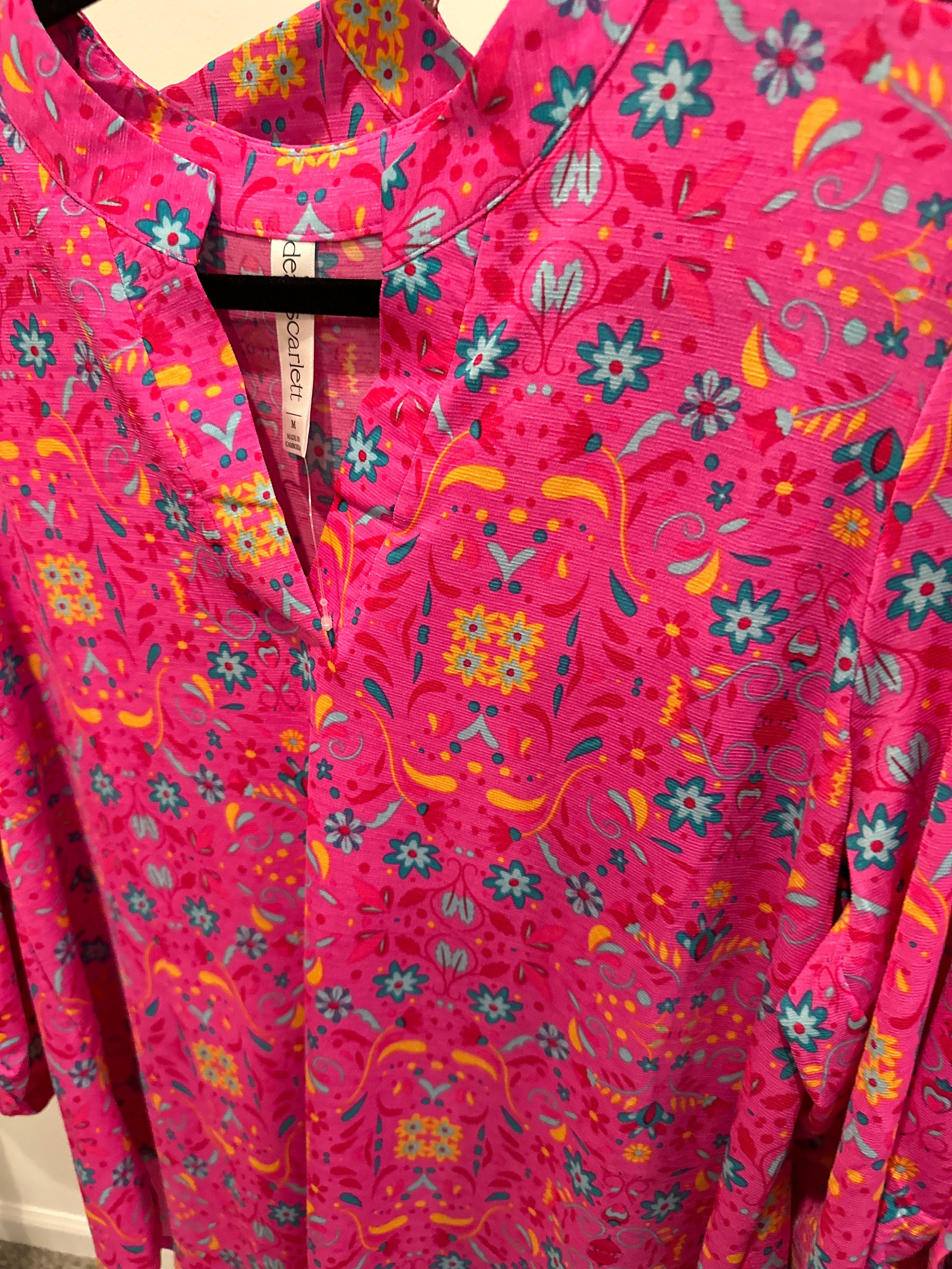 Hot Pink Blue Floral Lizzy Top