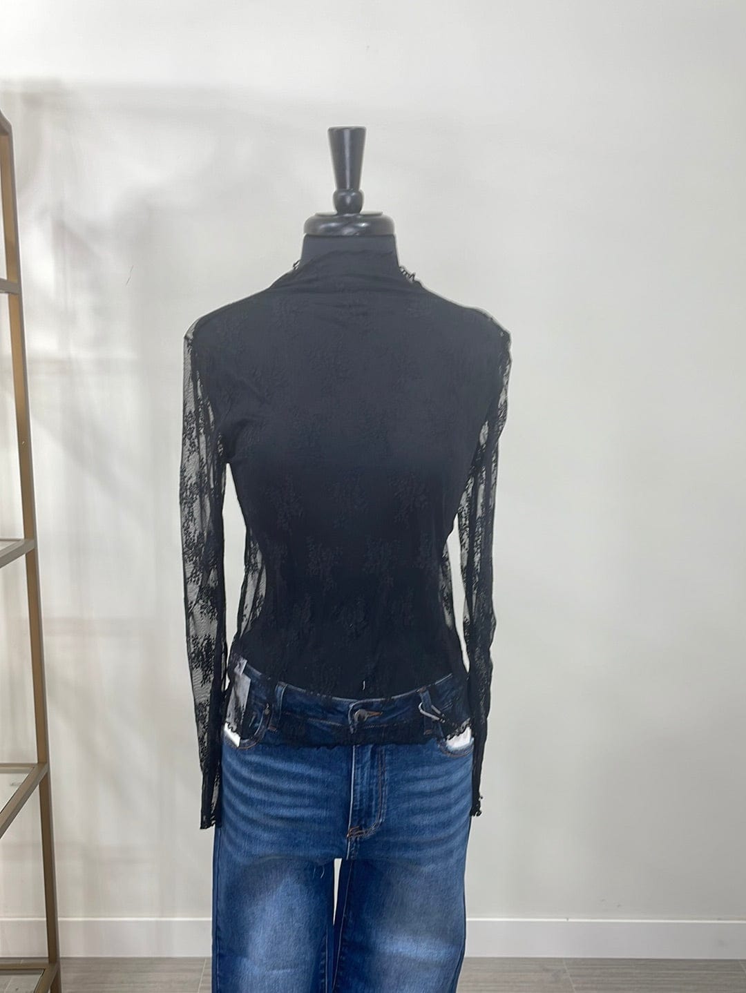 Black Lace Sheer Layering Top