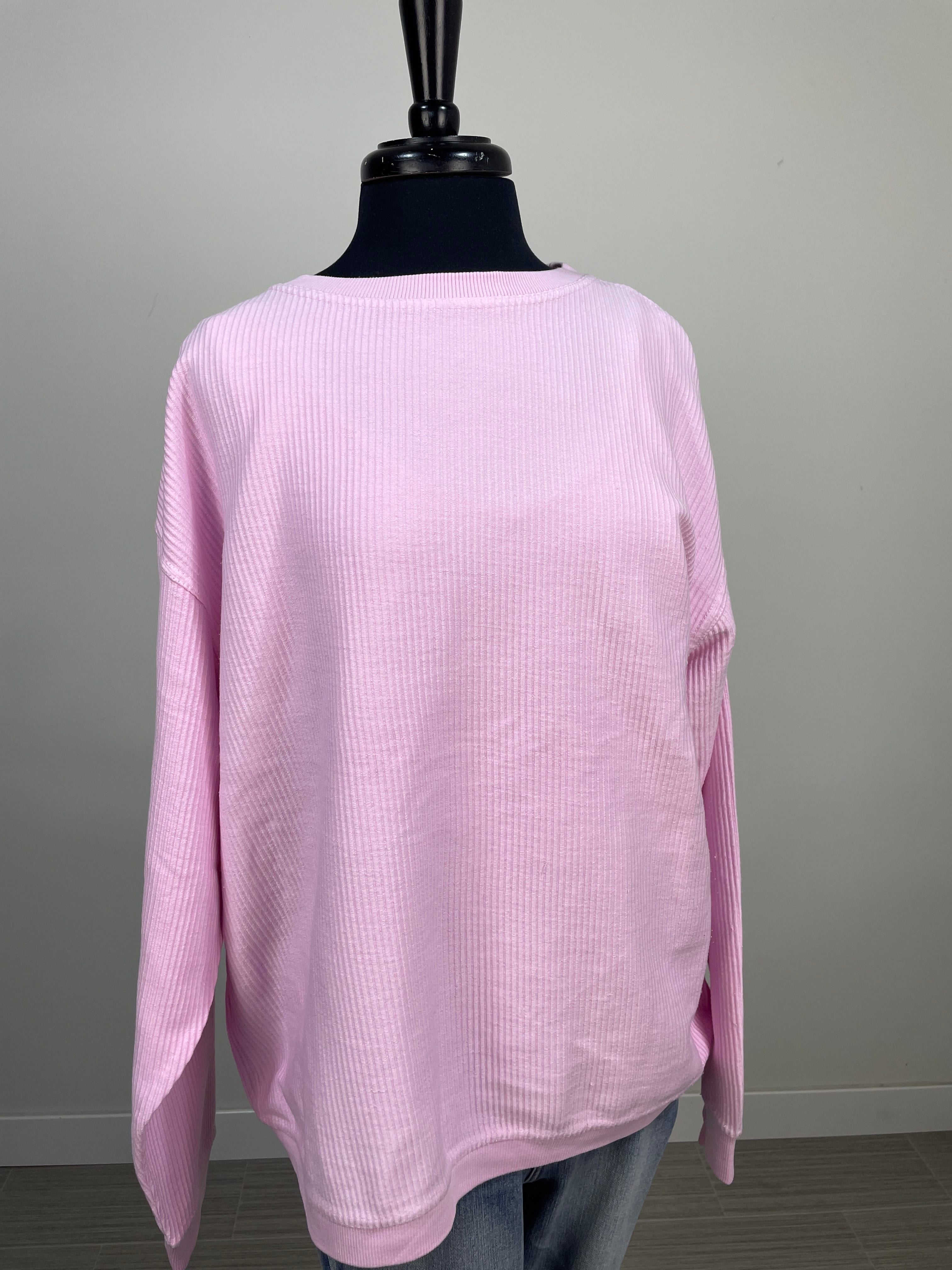 Pink Tulle Corduroy Crewneck Pullover