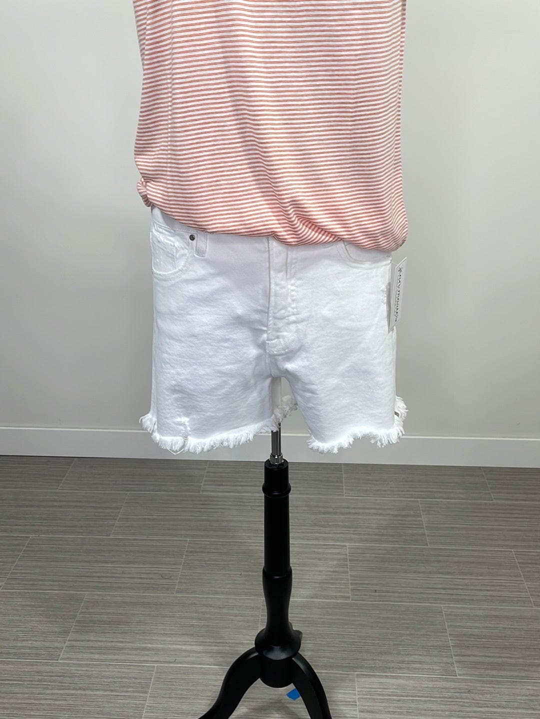 White Tummy Control Side Slit Shorts
