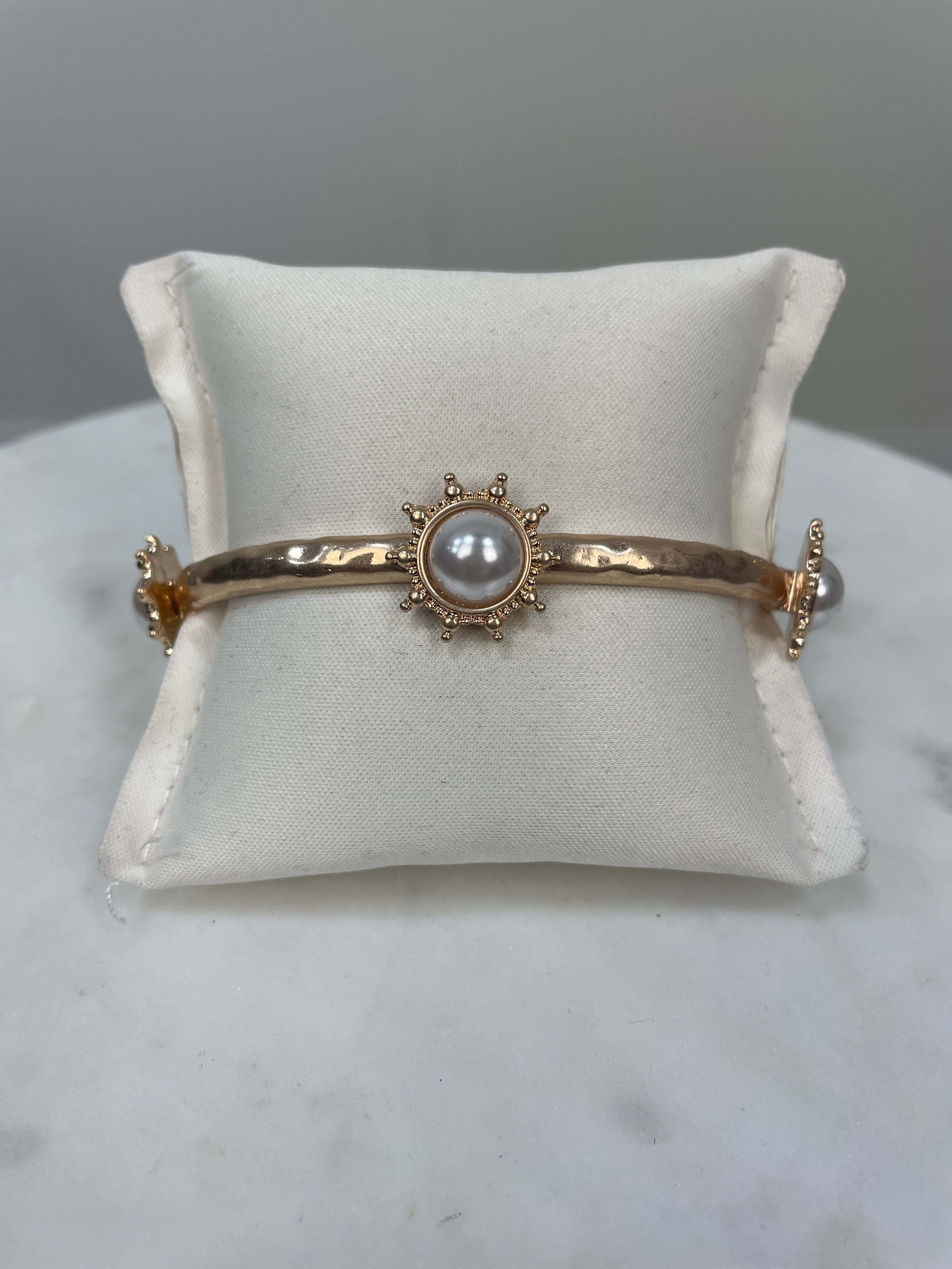 Gold with Pearl Sunburst Bracelet