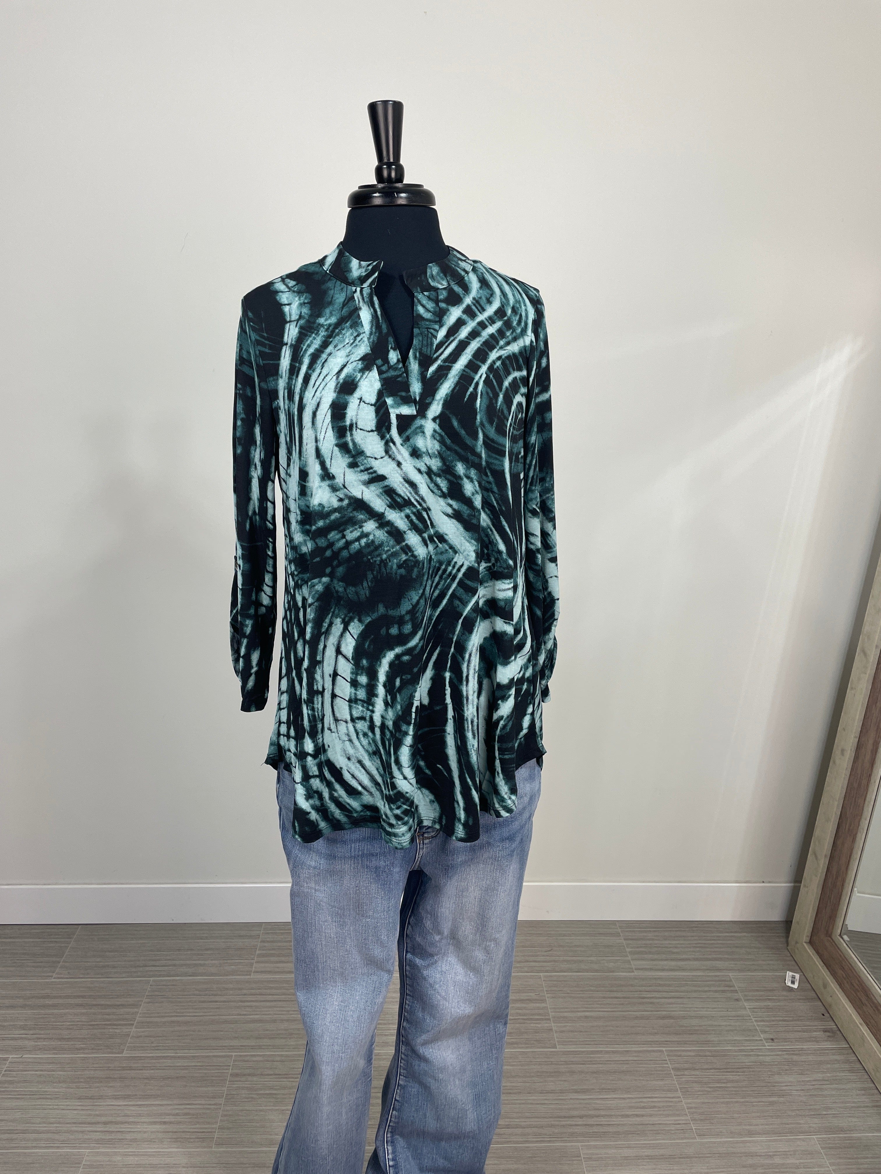 Black & Dark Teal Tie Dye Lizzy Top