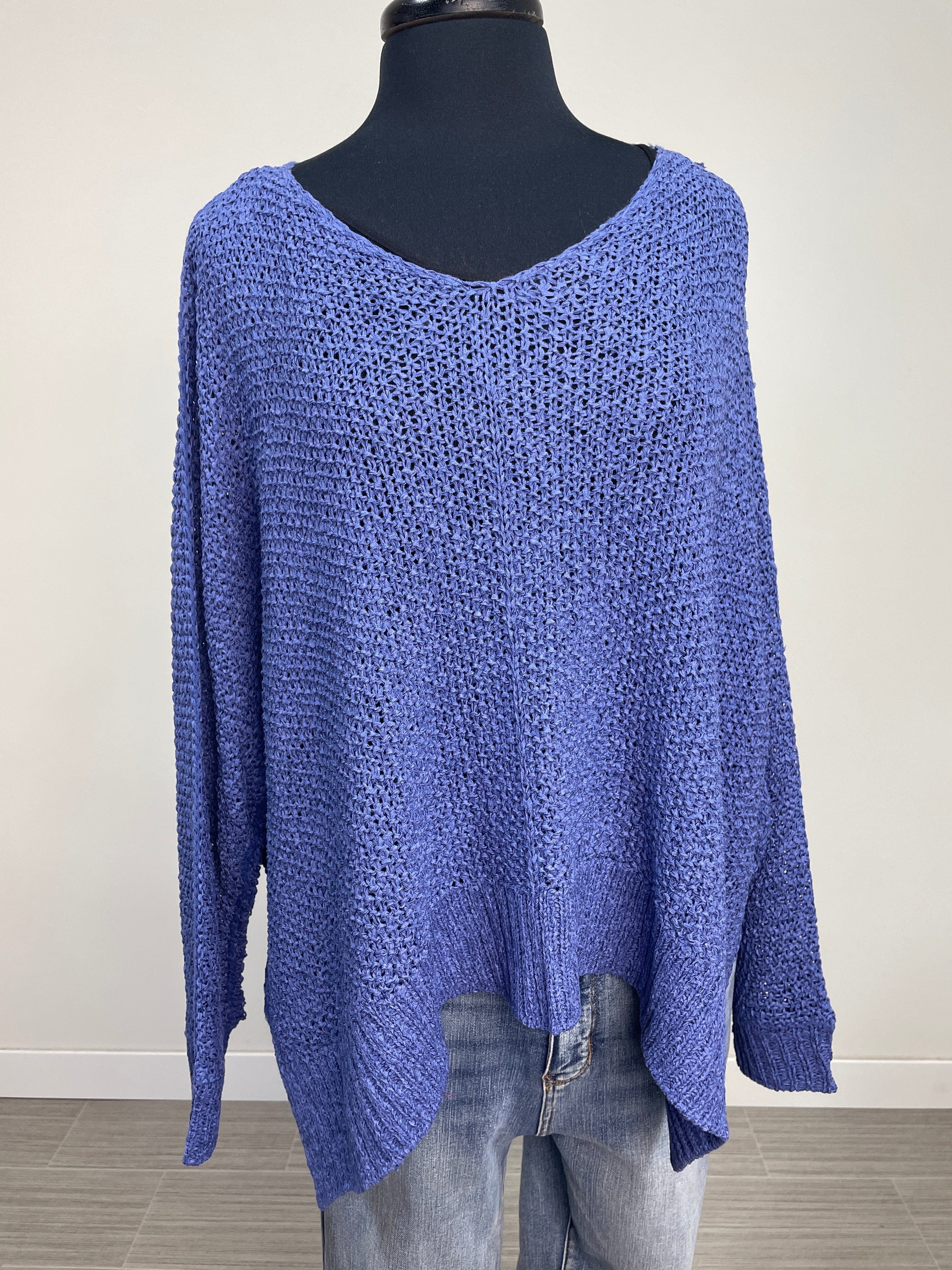 Marlin Blue Dolman V-Neck Sweater