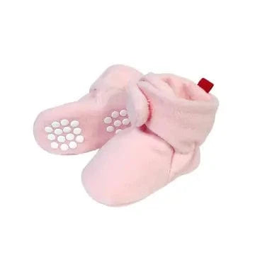Pink Wrapables Fleece Baby Booties with Anti-Skid Bottoms