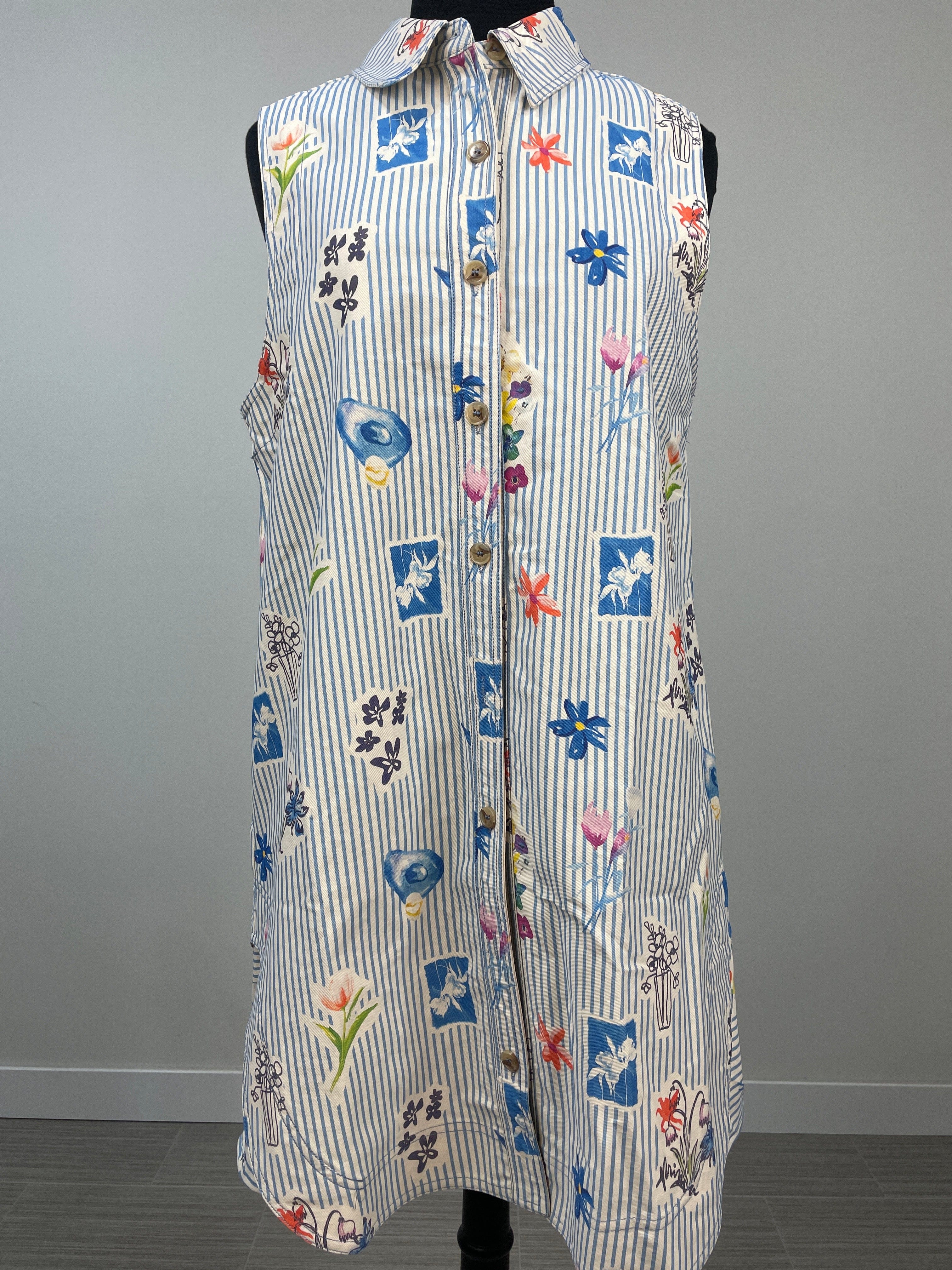 Blue Stripe Artist Garden Collar Dress