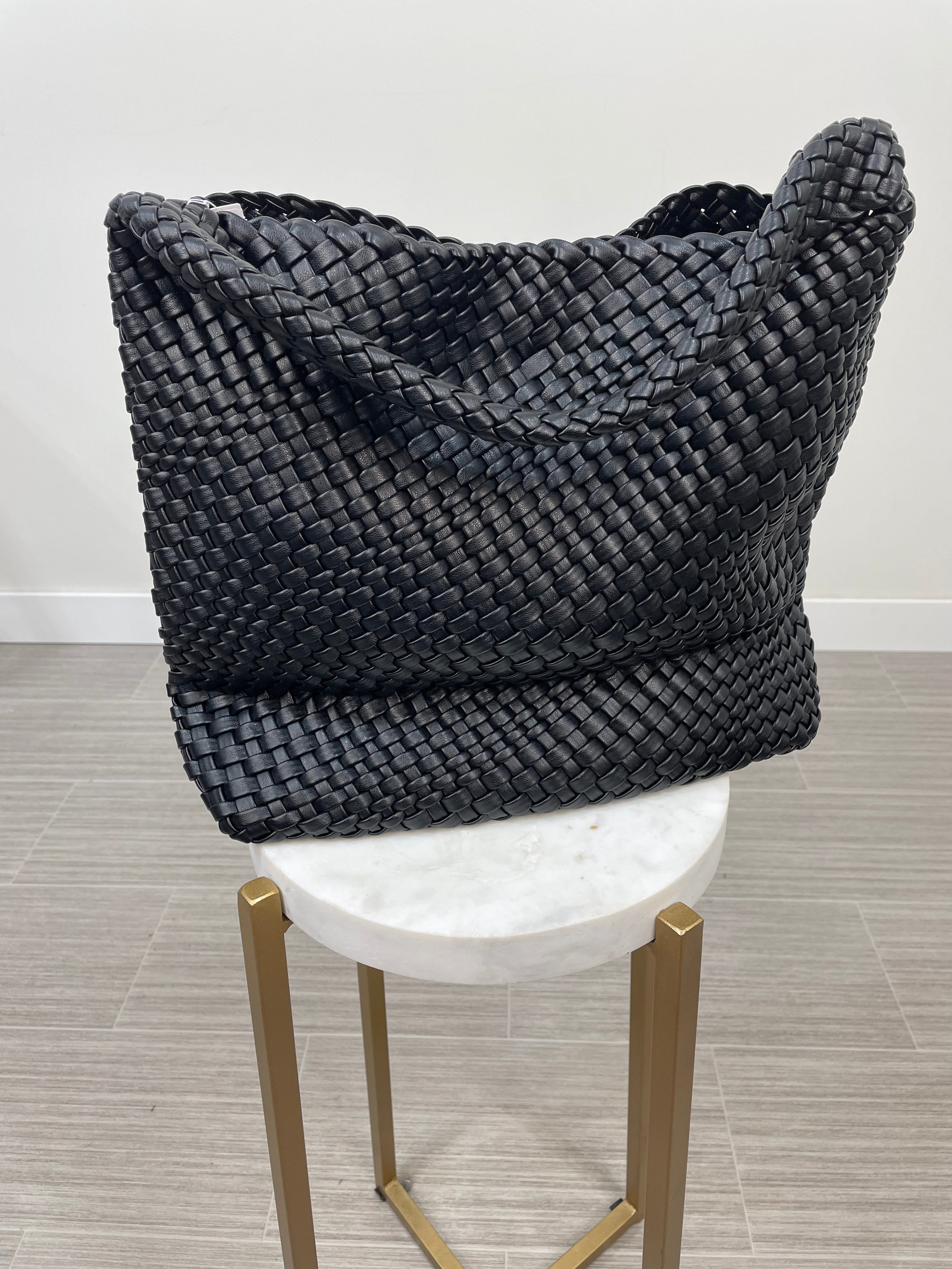 Black Woven Hobo Shoulder Bag