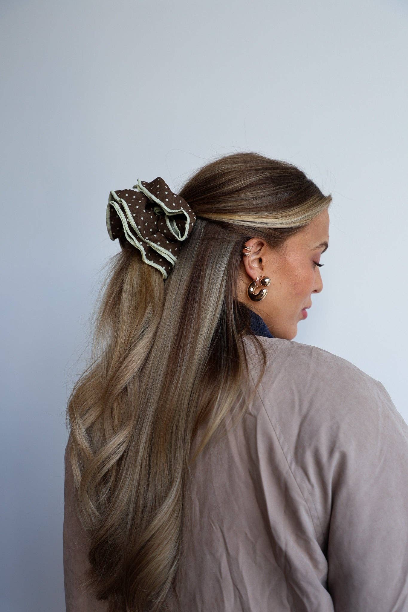 POLKA DOT CORSET SCRUNCHIE: BROWN & CREAM