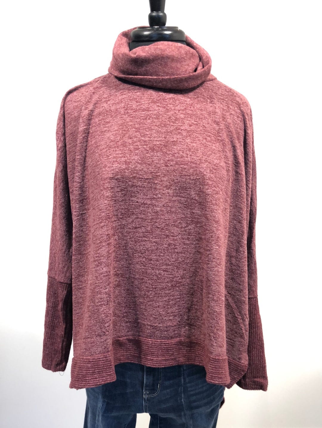 Burgundy Brushed Cowl Neck Sweater
