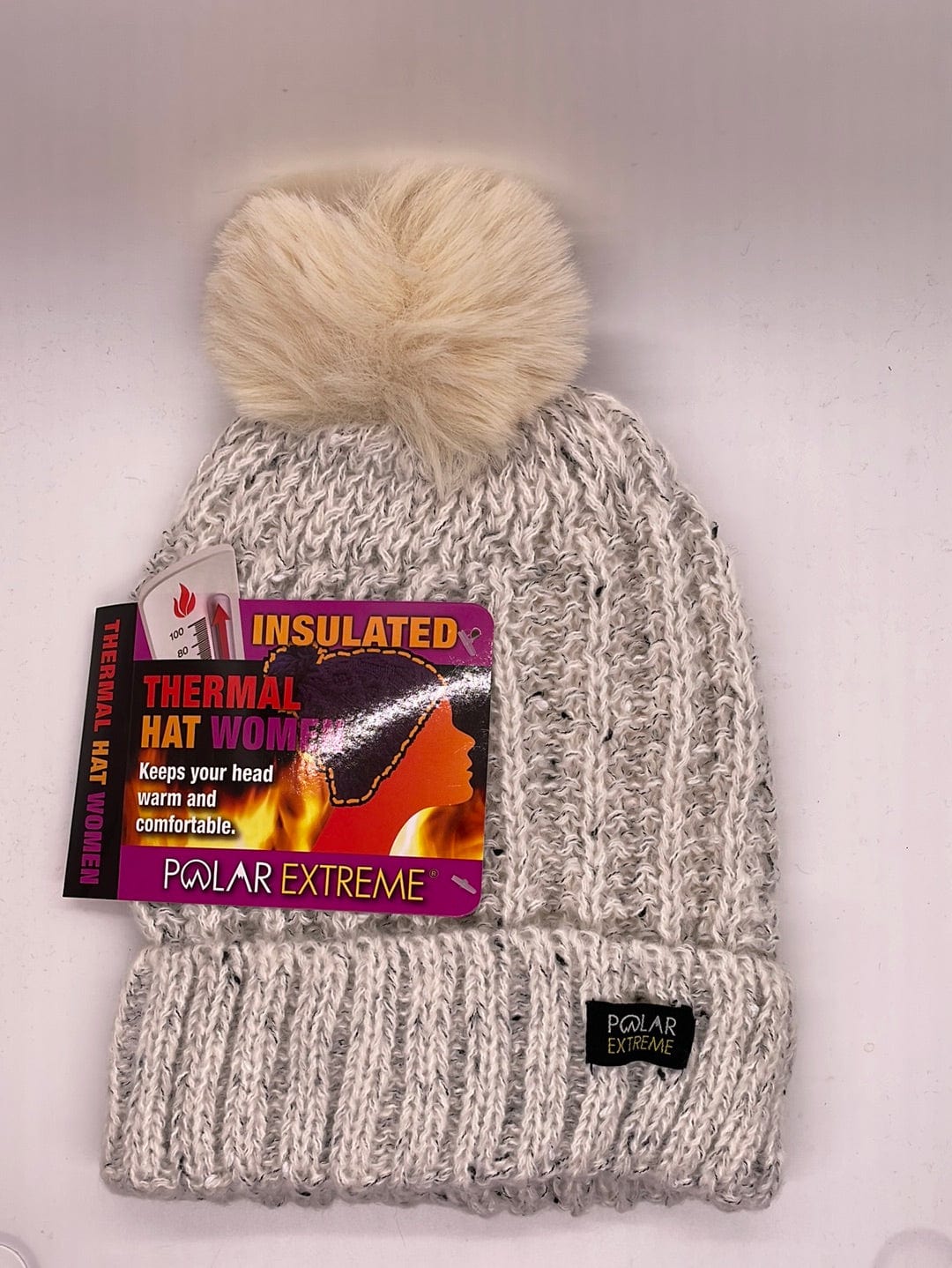 Oatmeal Chunky Cuffed Hat w/Pom